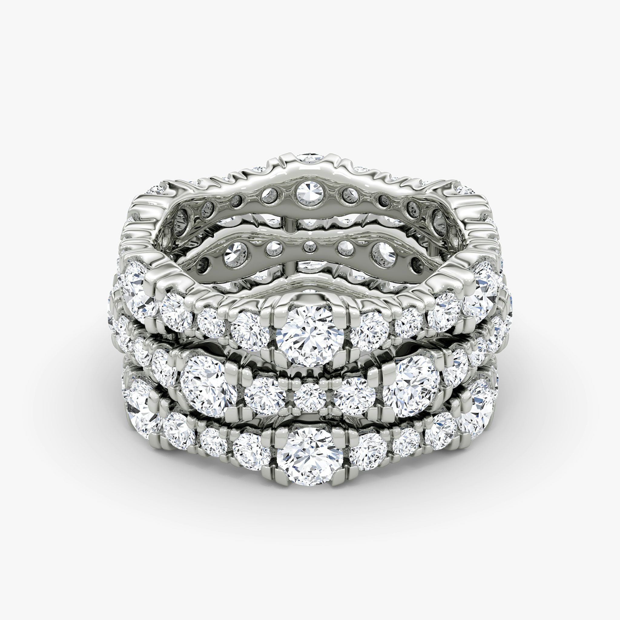 Multi Row Pavé Ring | Round Brilliant | 14k | White Gold | diamondCount: 3