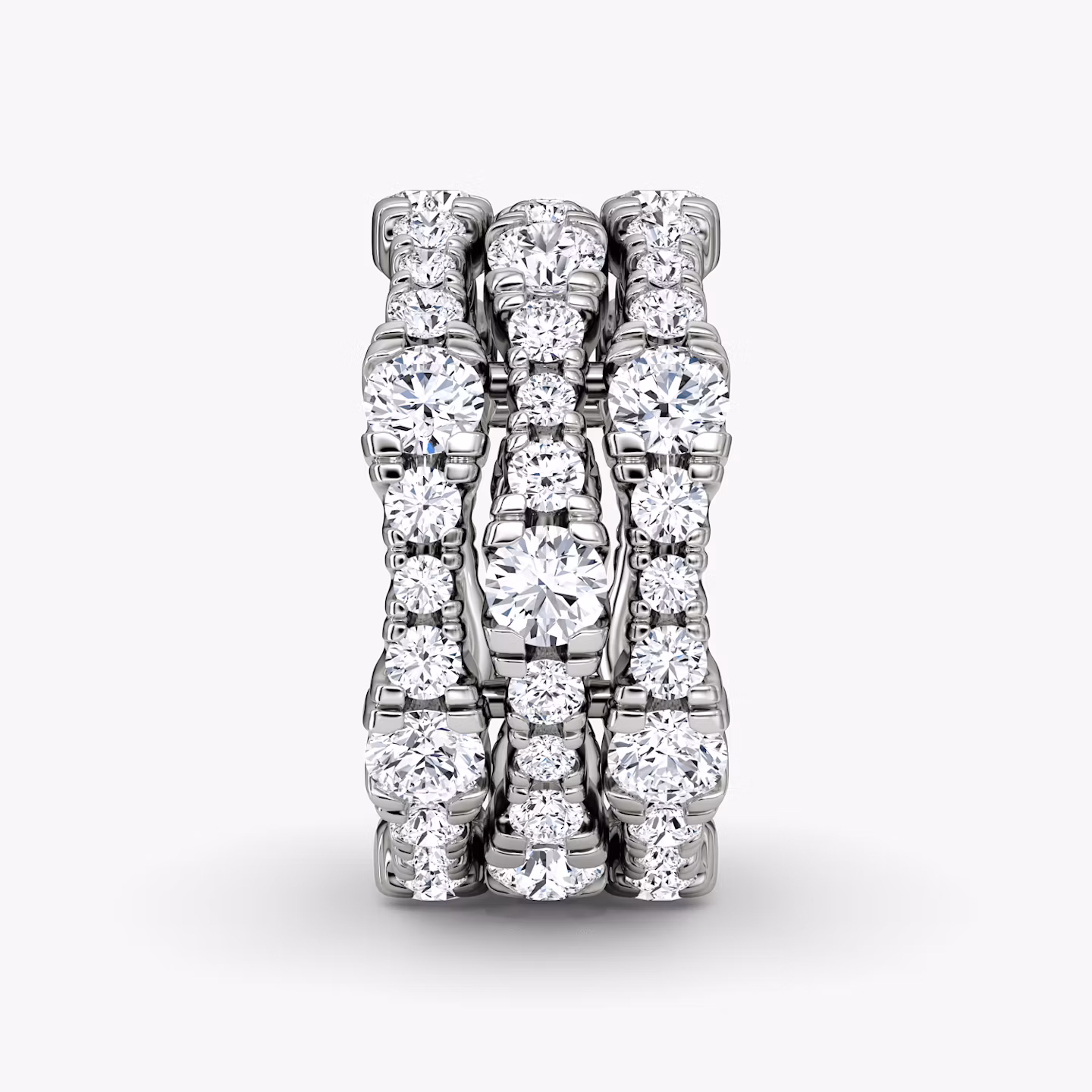 Multi Row Pavé Ring | Round Brilliant | 14k | White Gold | diamondCount: 3