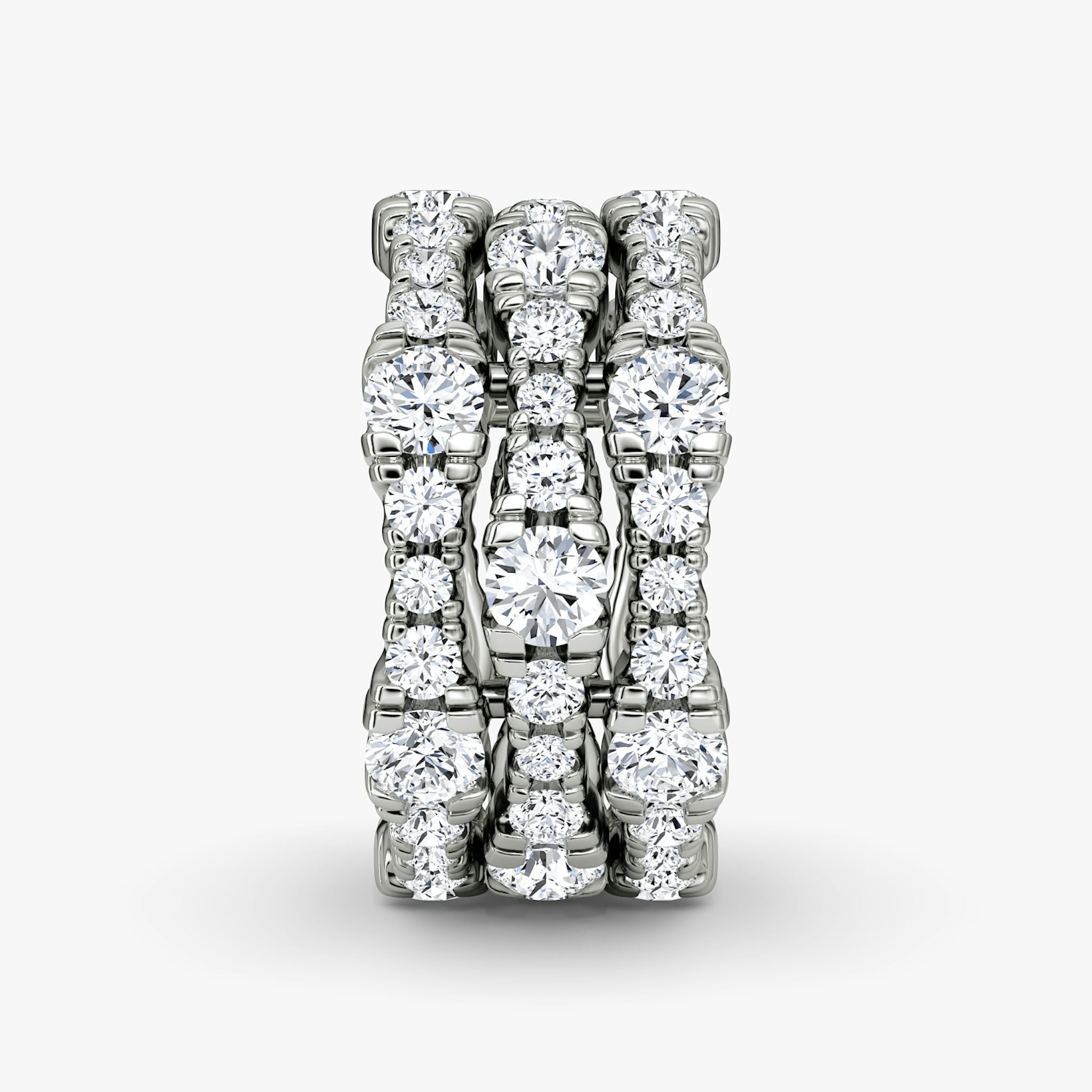 Multi Row Pavé Ring | Round Brilliant | 14k | White Gold | diamondCount: 3