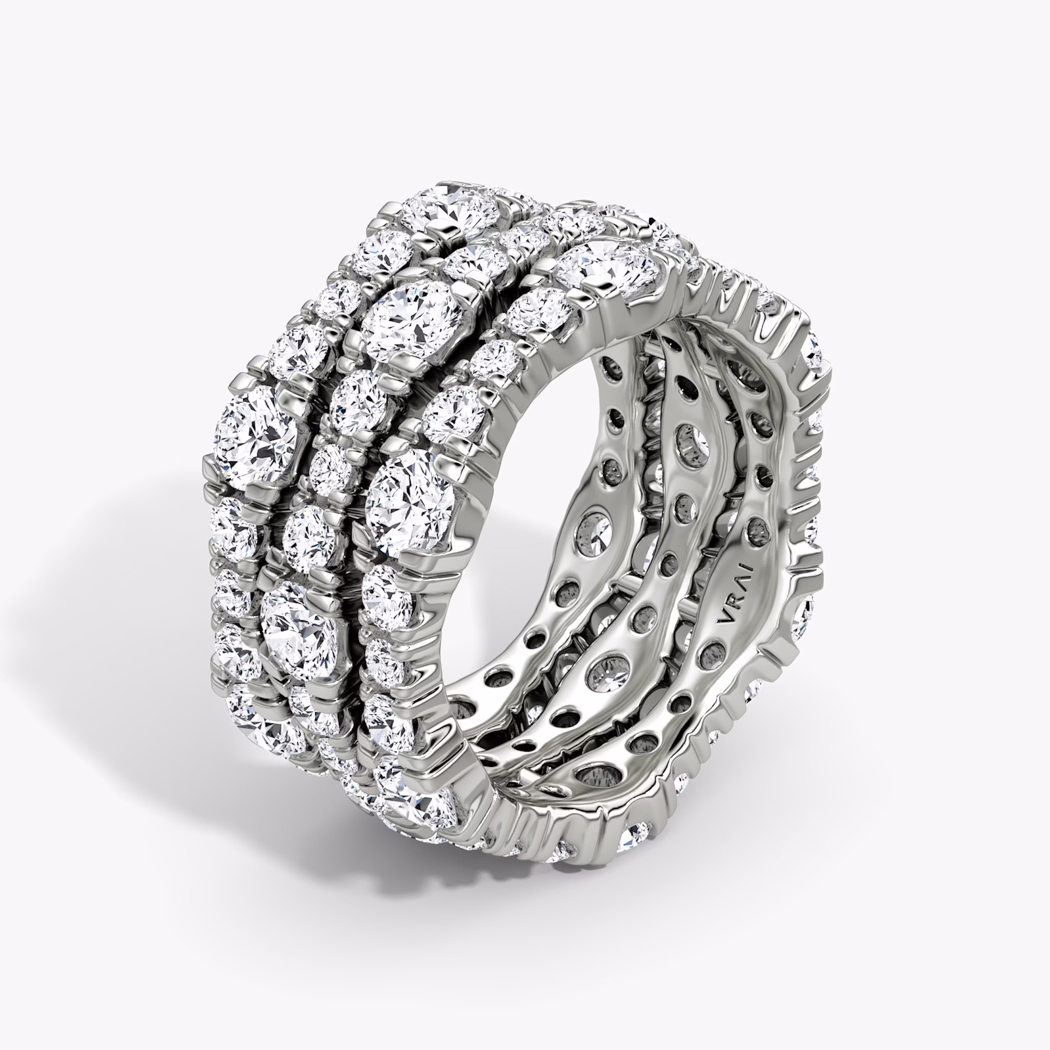 Multi Row Pavé Ring | Round Brilliant | 14k | White Gold | diamondCount: 3