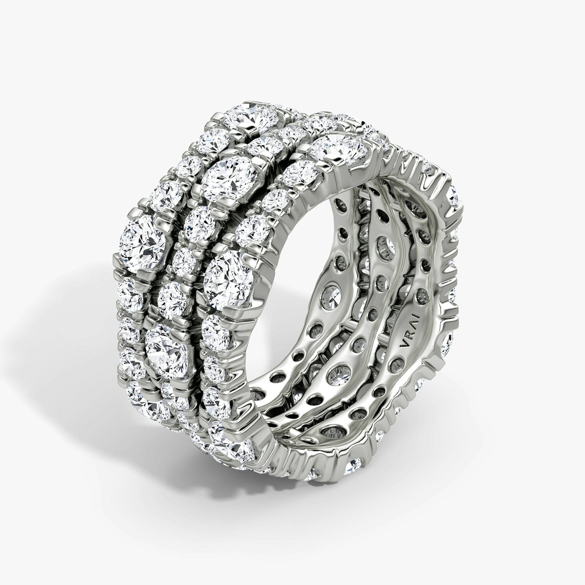 Multi Row Pavé Ring | Round Brilliant | 14k | White Gold | diamondCount: 3