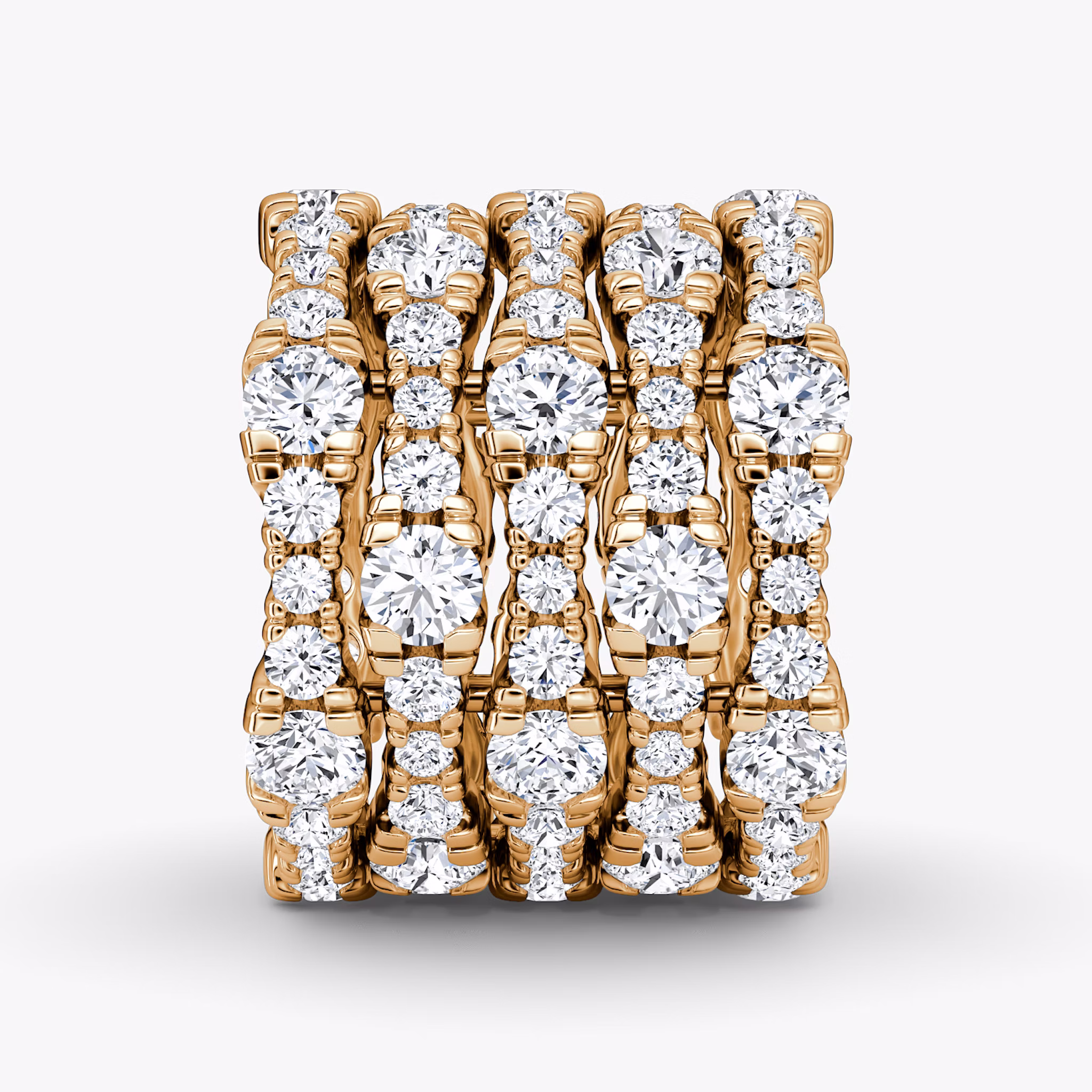 Multi Row Pavé Ring | Round Brilliant | 14k | Rose Gold | diamondCount: 5