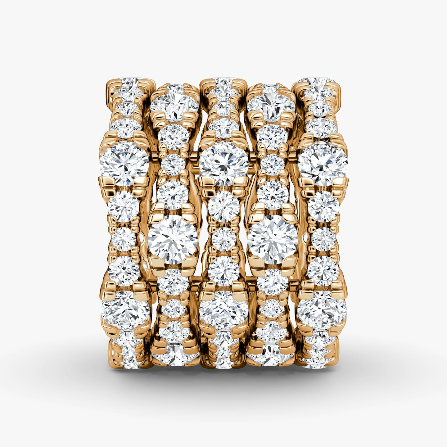 Multi Row Pavé Ring | Round Brilliant | 14k | Rose Gold | diamondCount: 5