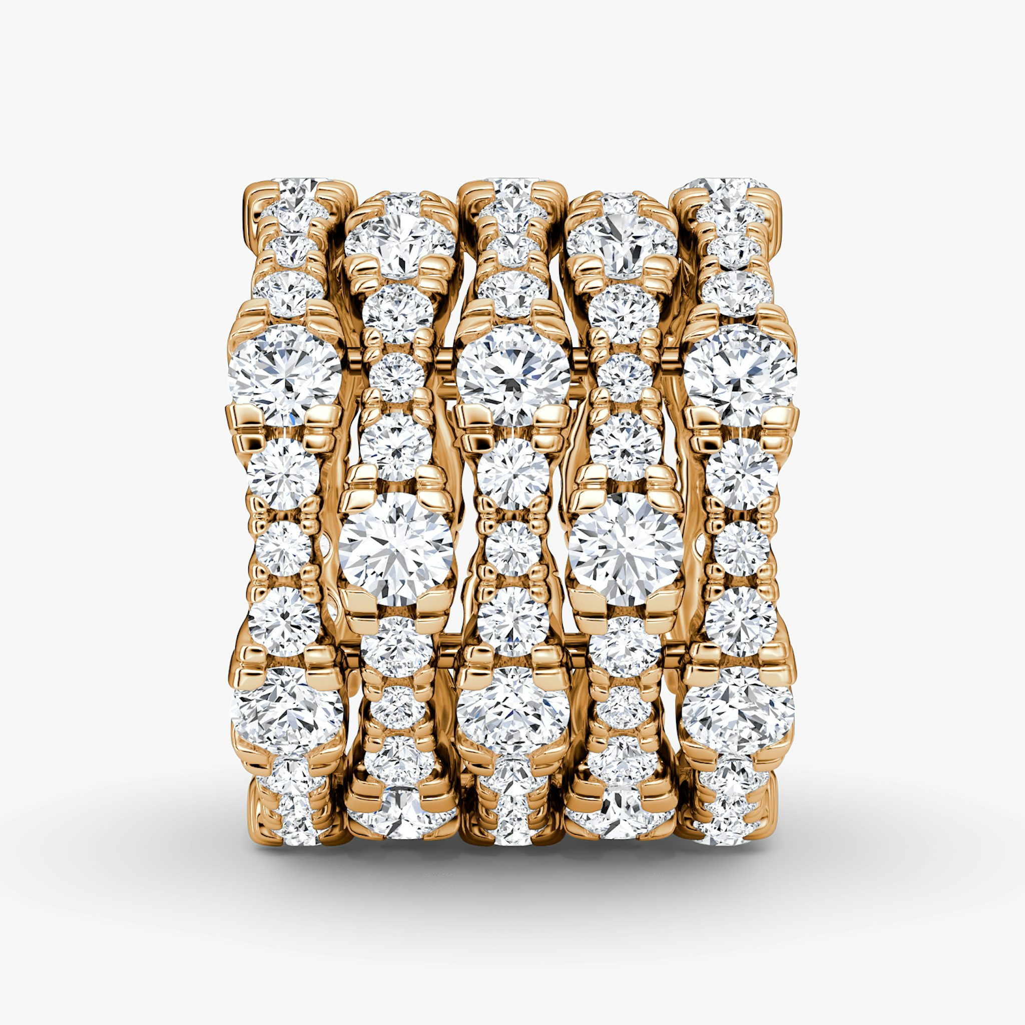 Multi Row Pavé Ring | Round Brilliant | 14k | Rose Gold | diamondCount: 5