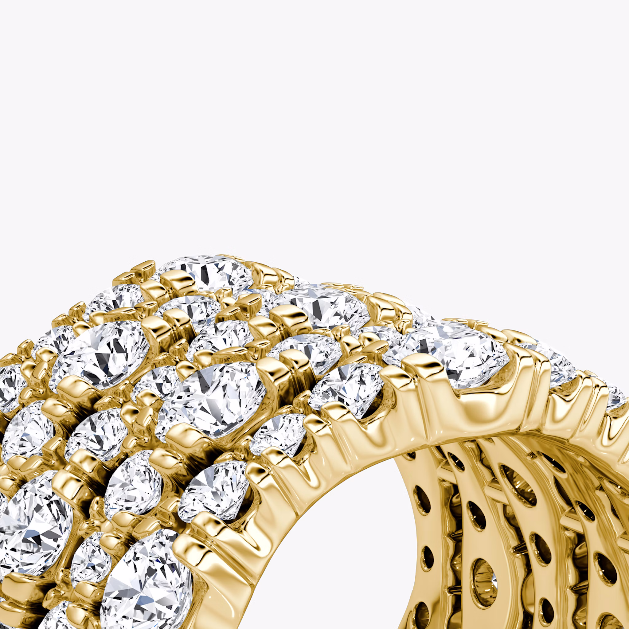 Multi Row Pavé Ring | Round Brilliant | 14k | Yellow Gold | diamondCount: 5