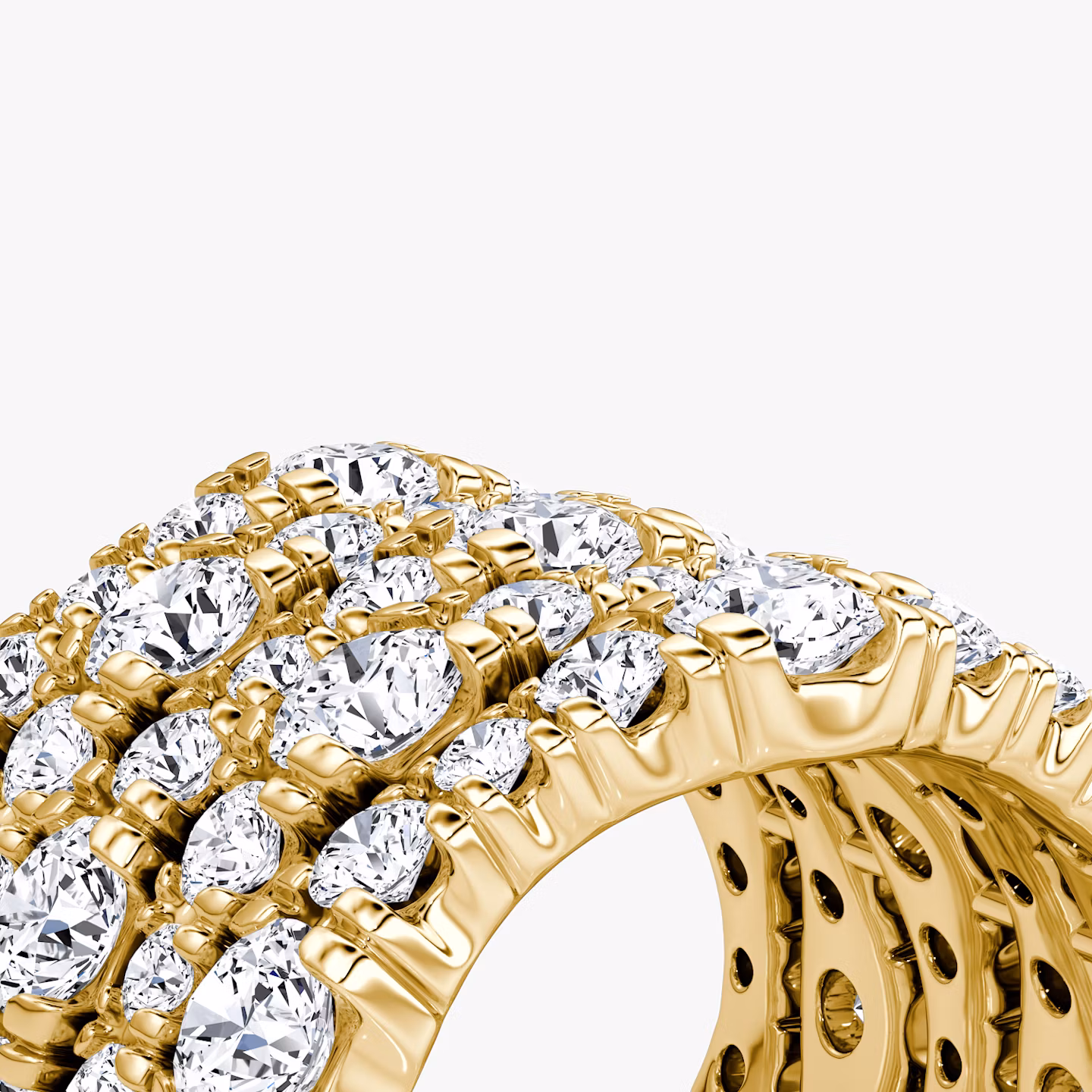 Multi Row Pavé Ring | Round Brilliant | 14k | Yellow Gold | diamondCount: 5