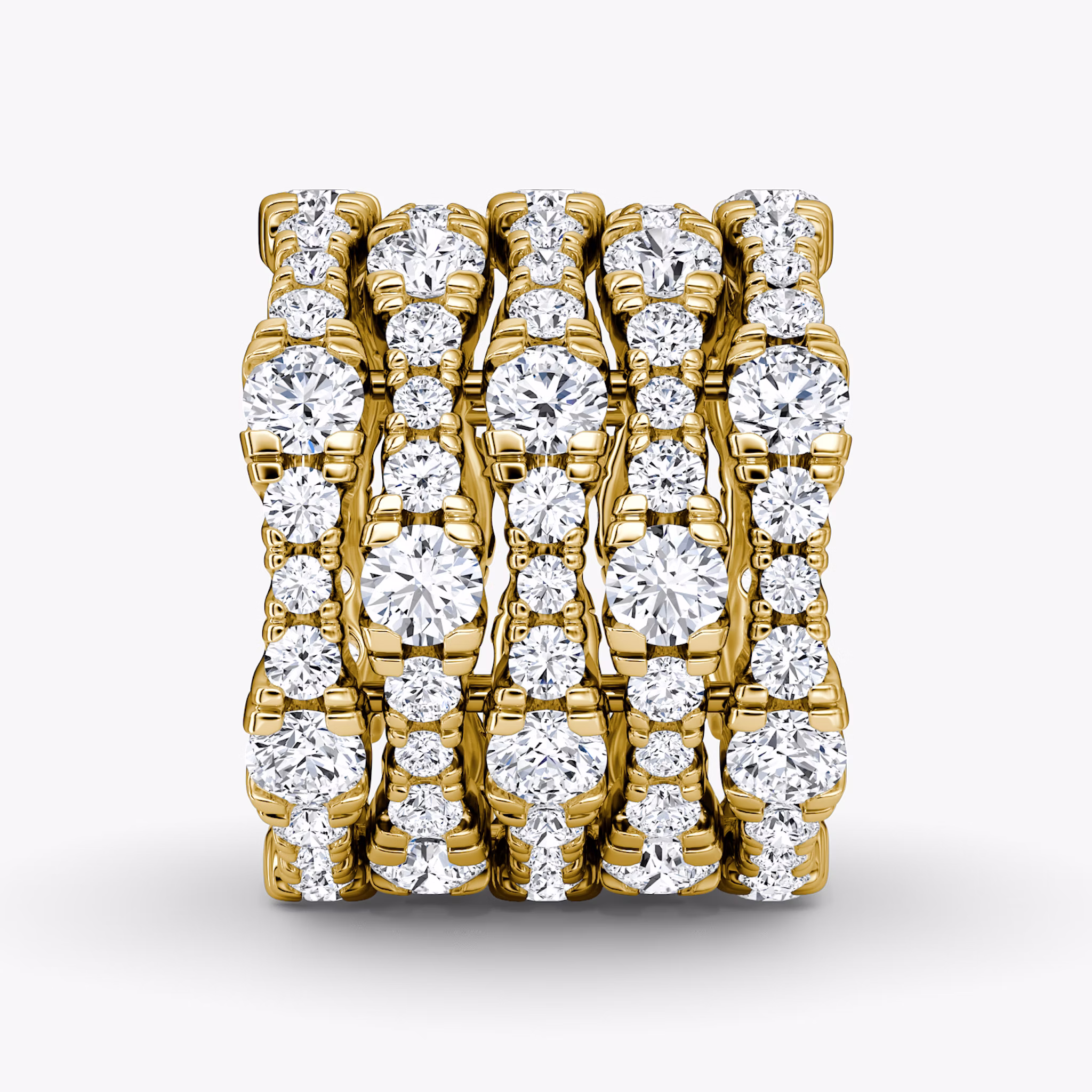 Multi Row Pavé Ring | Round Brilliant | 14k | Yellow Gold | diamondCount: 5