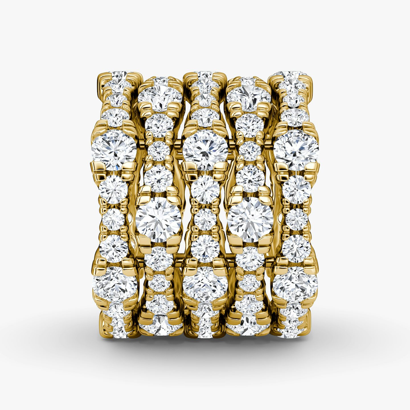 Multi Row Pavé Ring | Round Brilliant | 14k | Yellow Gold | diamondCount: 5