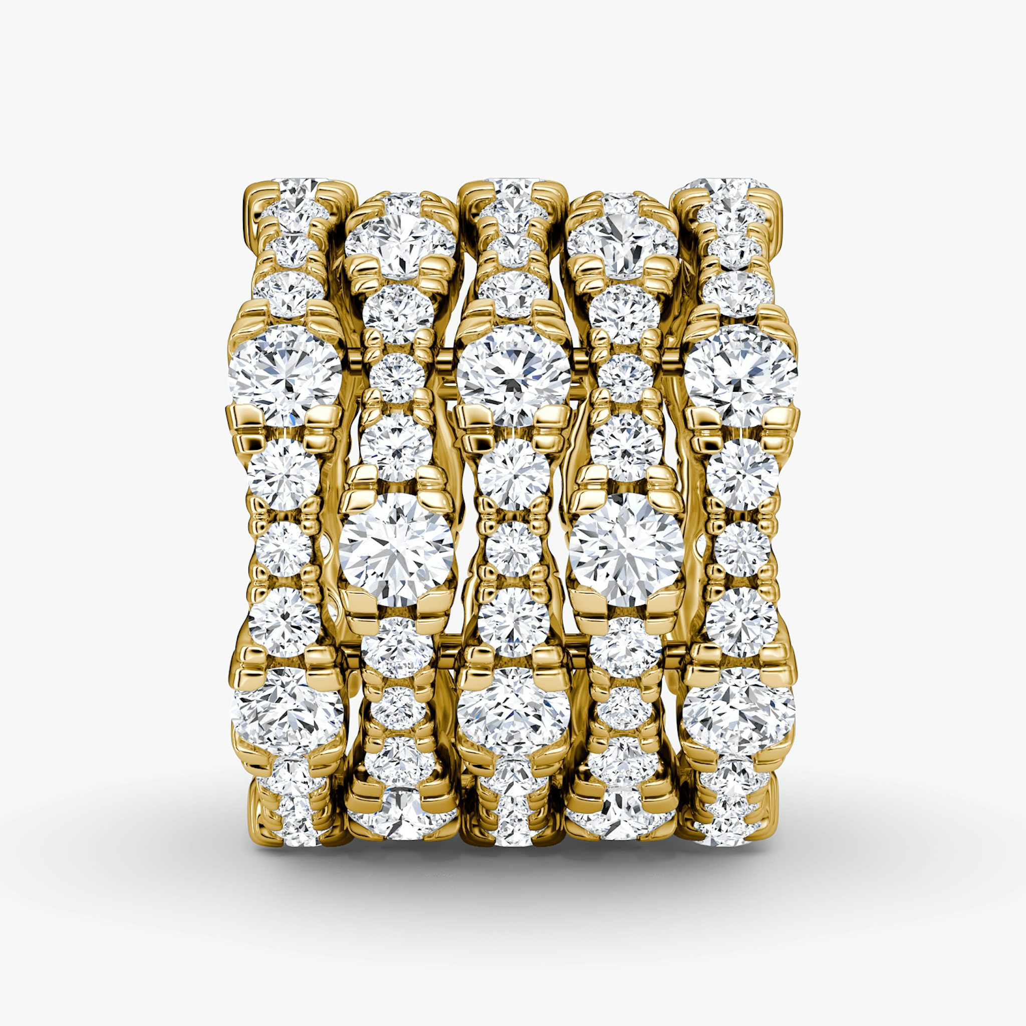 Multi Row Pavé Ring | Round Brilliant | 14k | Yellow Gold | diamondCount: 5