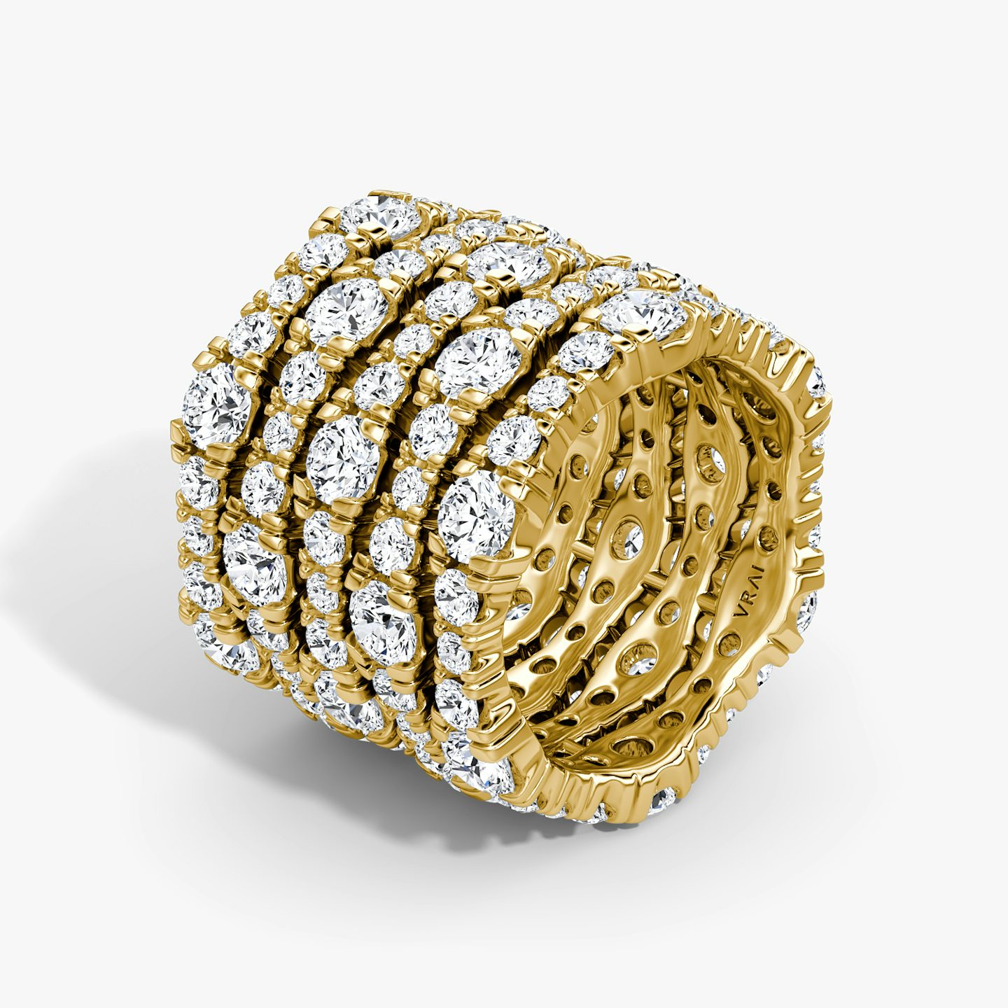 Multi Row Pavé Ring | Round Brilliant | 14k | Yellow Gold | diamondCount: 5