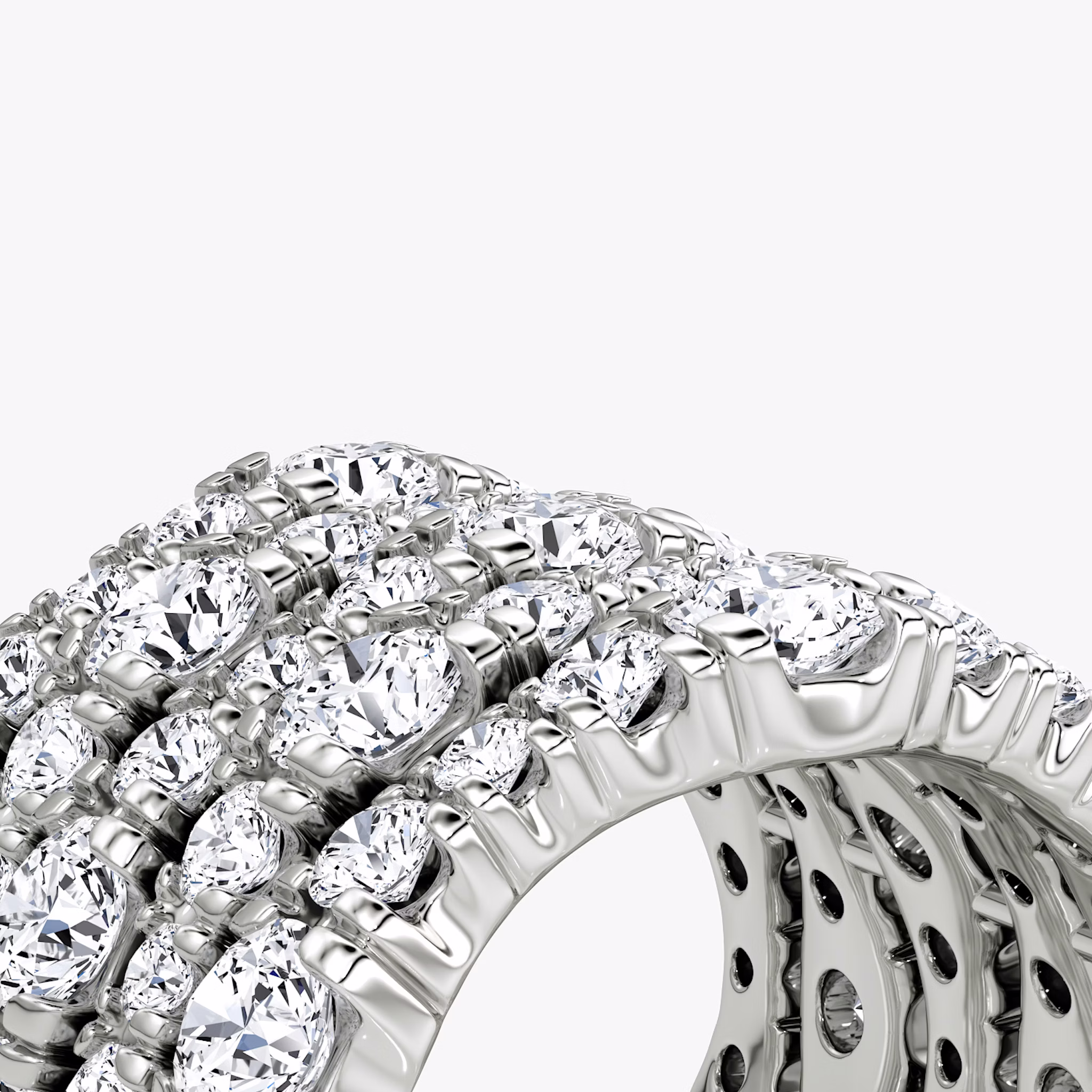 Multi Row Pavé Ring | Round Brilliant | 14k | White Gold | diamondCount: 5