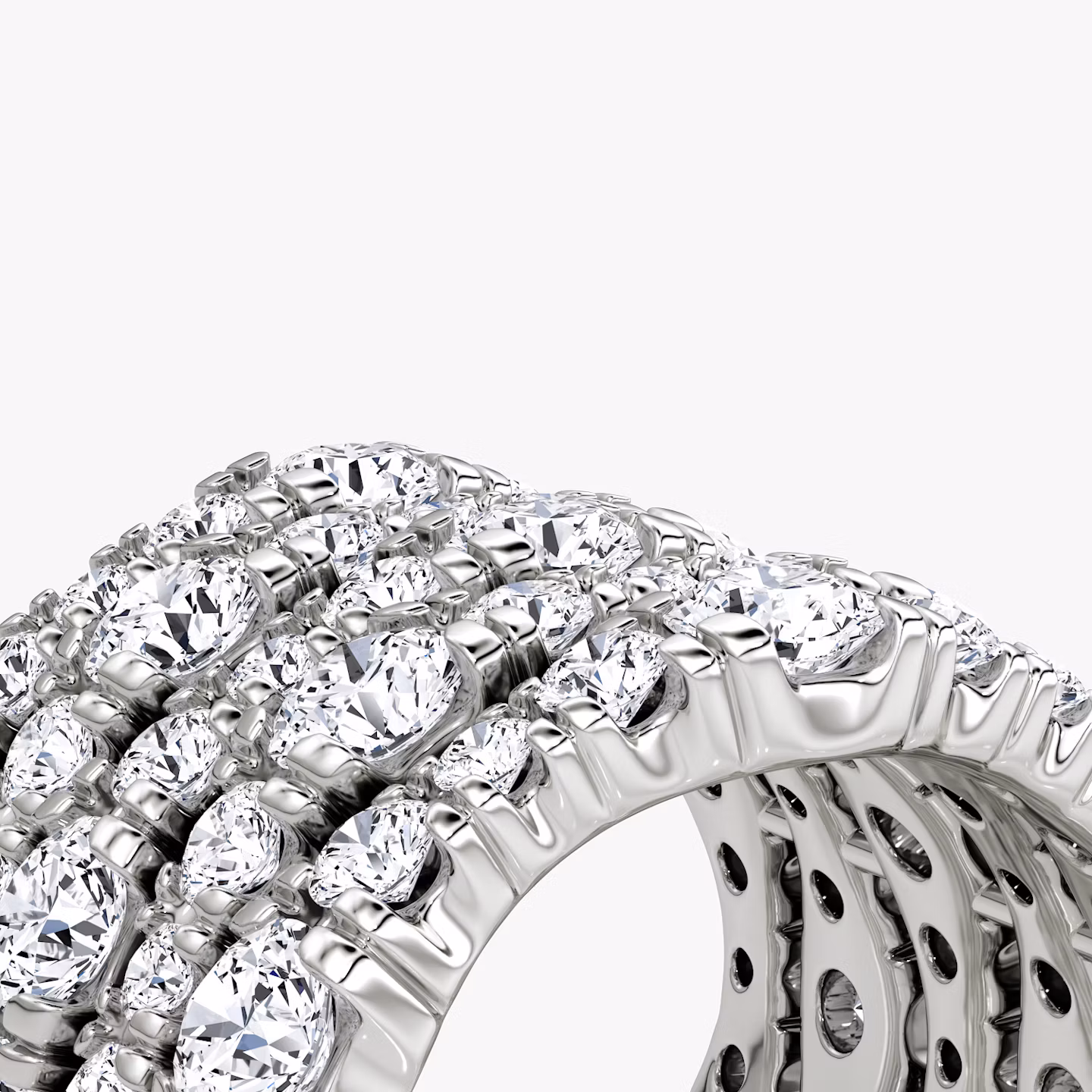 Multi Row Pavé Ring | Round Brilliant | 14k | White Gold | diamondCount: 5