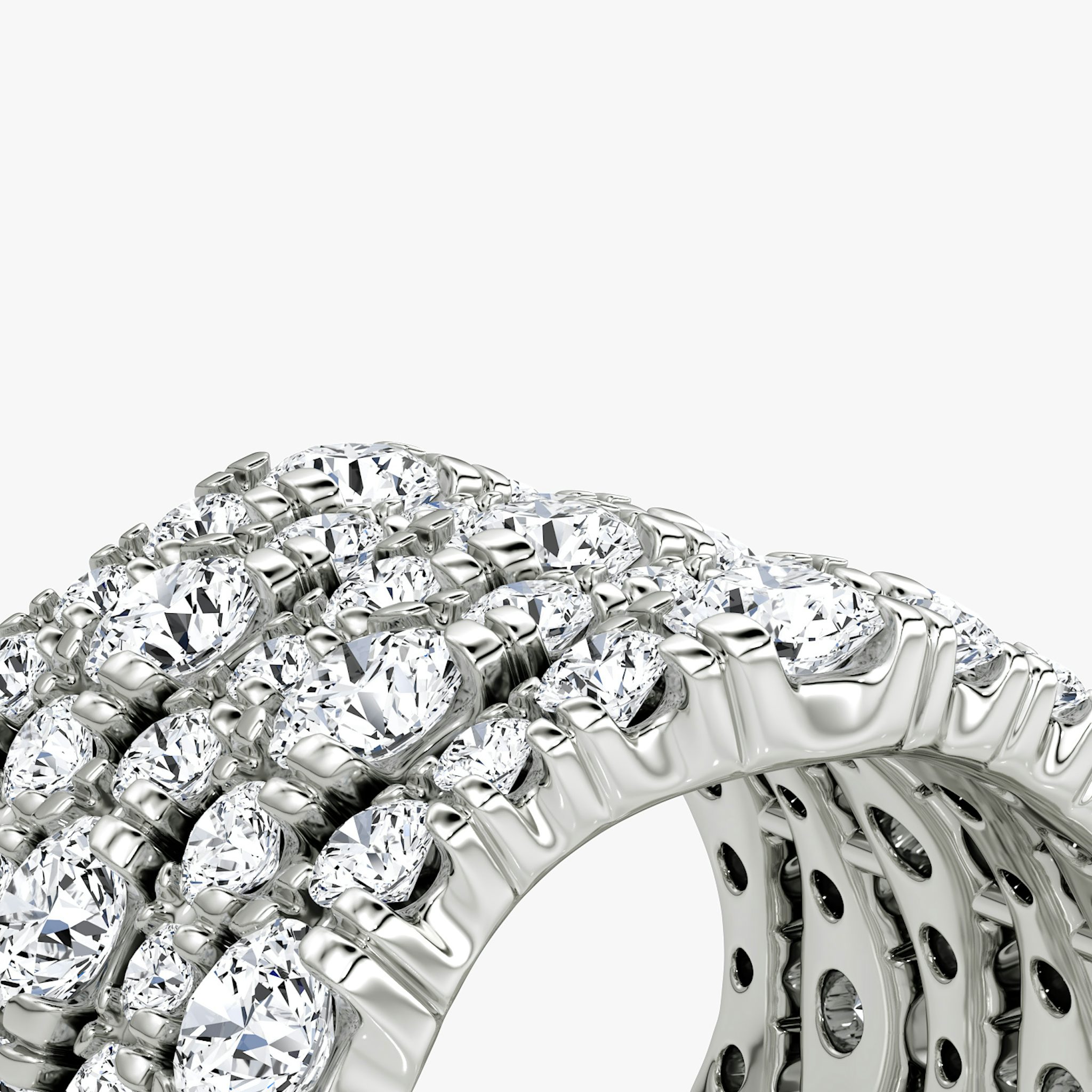 Multi Row Pavé Ring | Round Brilliant | 14k | White Gold | diamondCount: 5