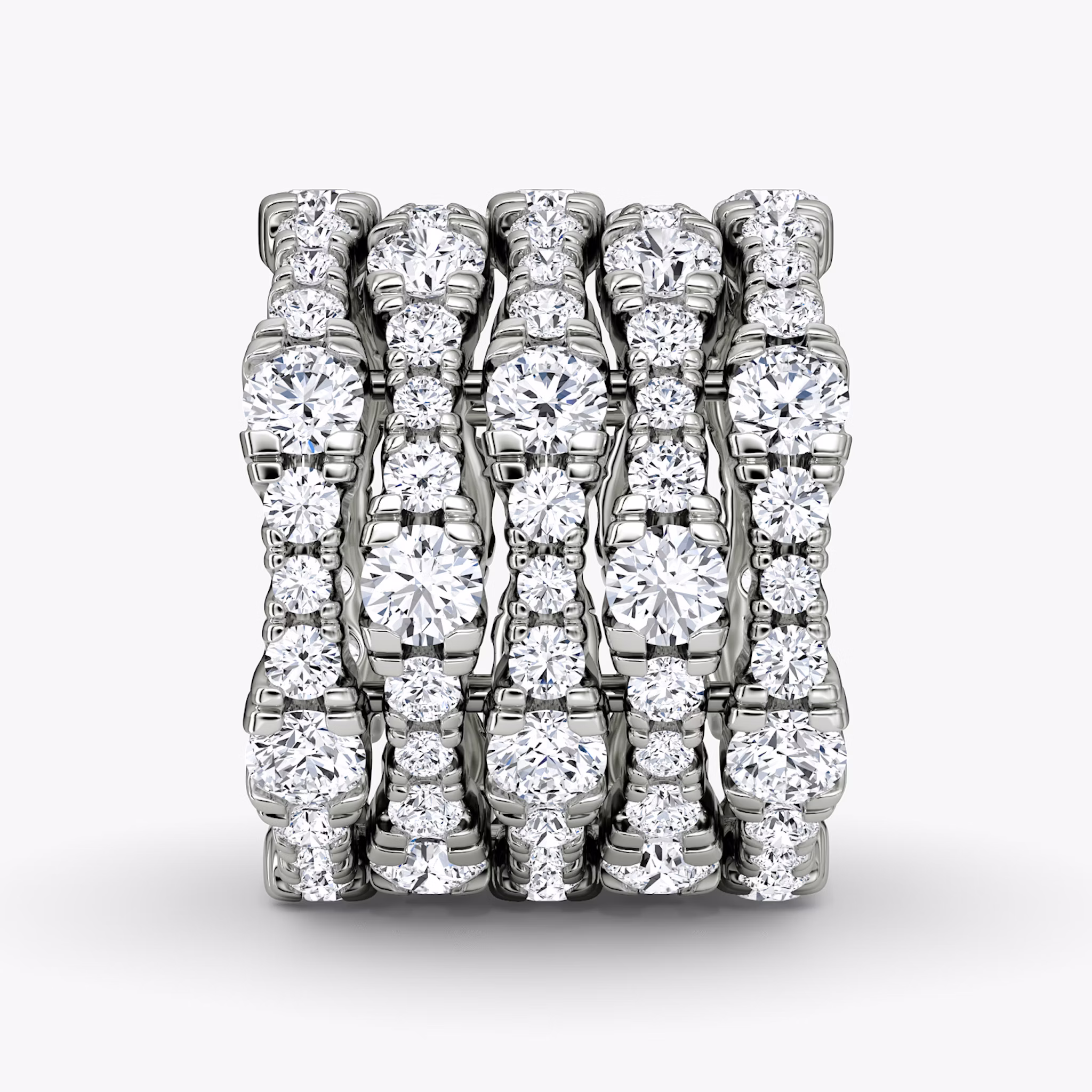 Multi Row Pavé Ring | Round Brilliant | 14k | White Gold | diamondCount: 5