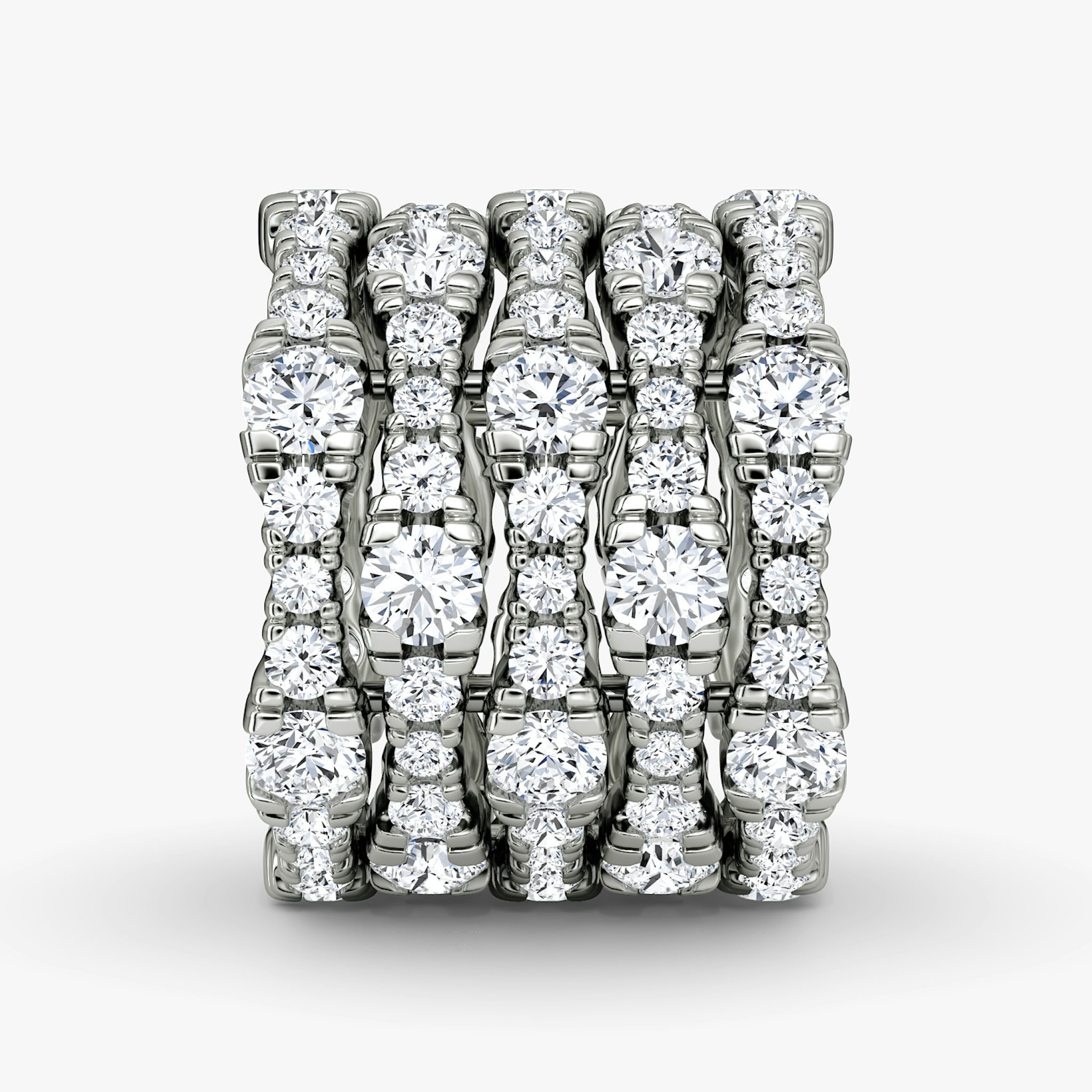 Multi Row Pavé Ring | Round Brilliant | 14k | White Gold | diamondCount: 5