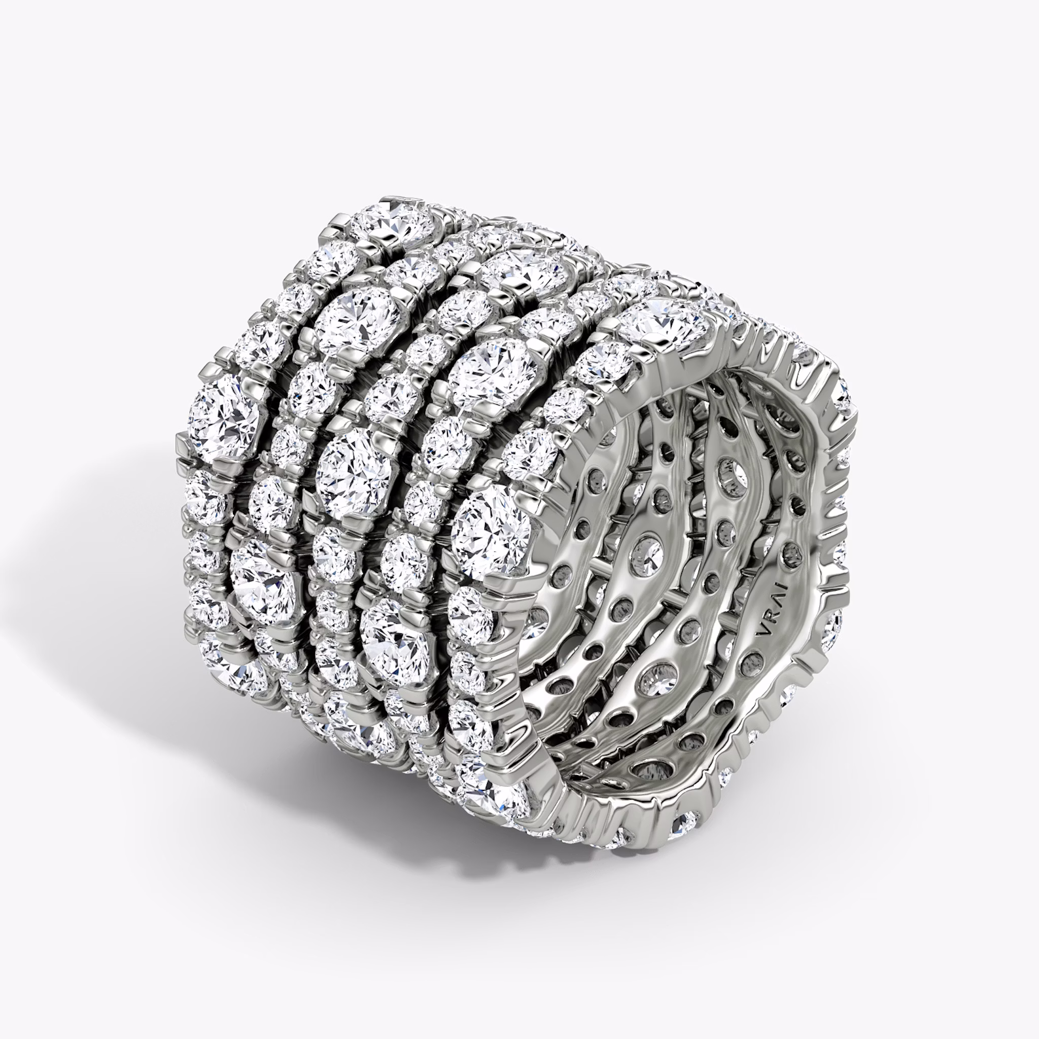 Multi Row Pavé Ring | Round Brilliant | 14k | White Gold | diamondCount: 5