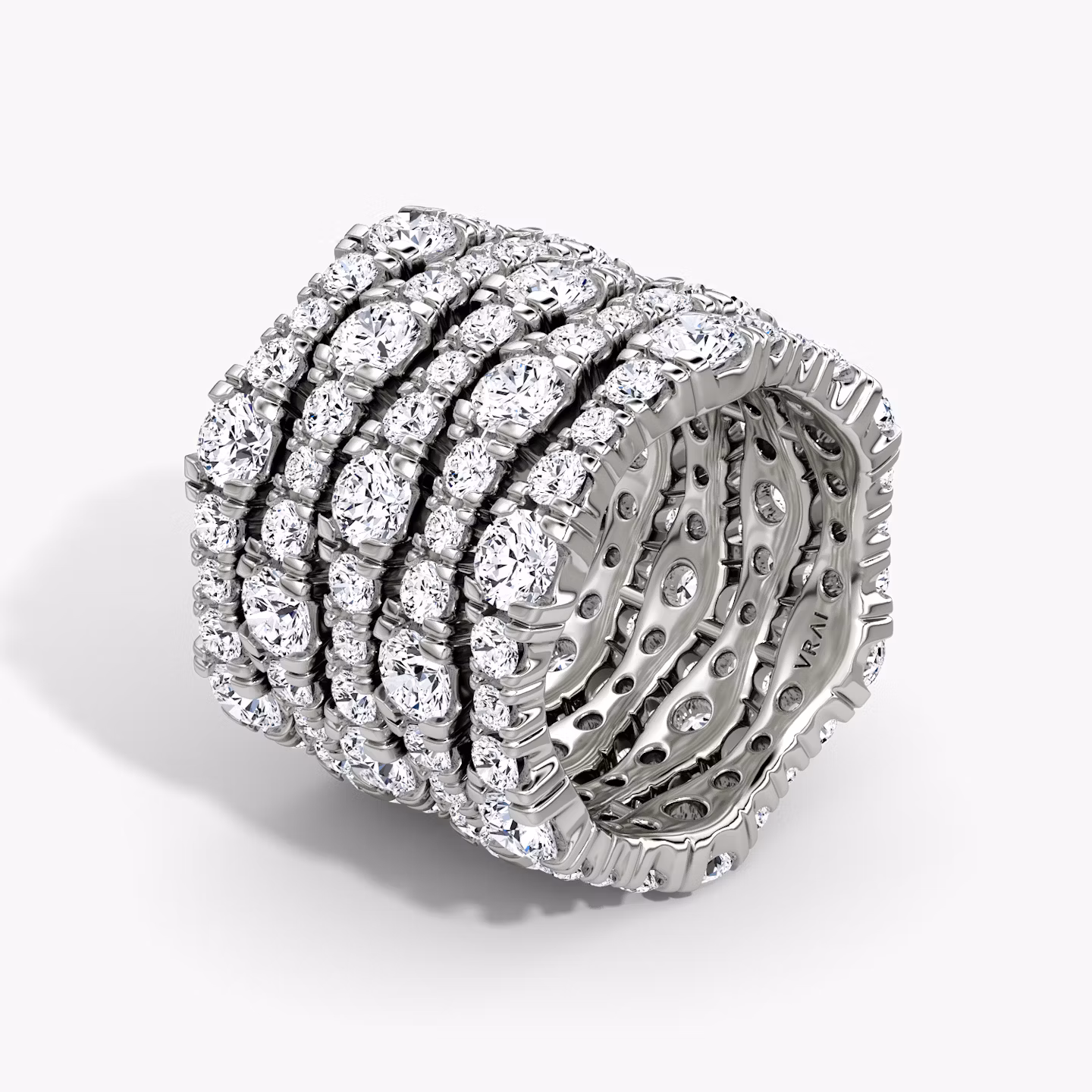 Multi Row Pavé Ring | Round Brilliant | 14k | White Gold | diamondCount: 5