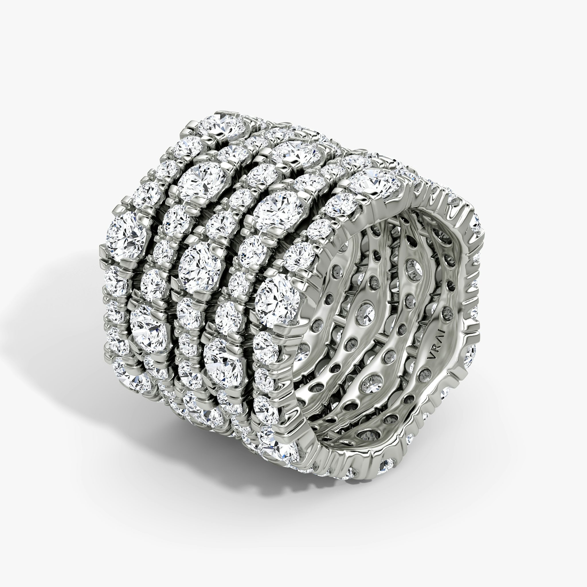 Multi Row Pavé Ring | Round Brilliant | 14k | White Gold | diamondCount: 5