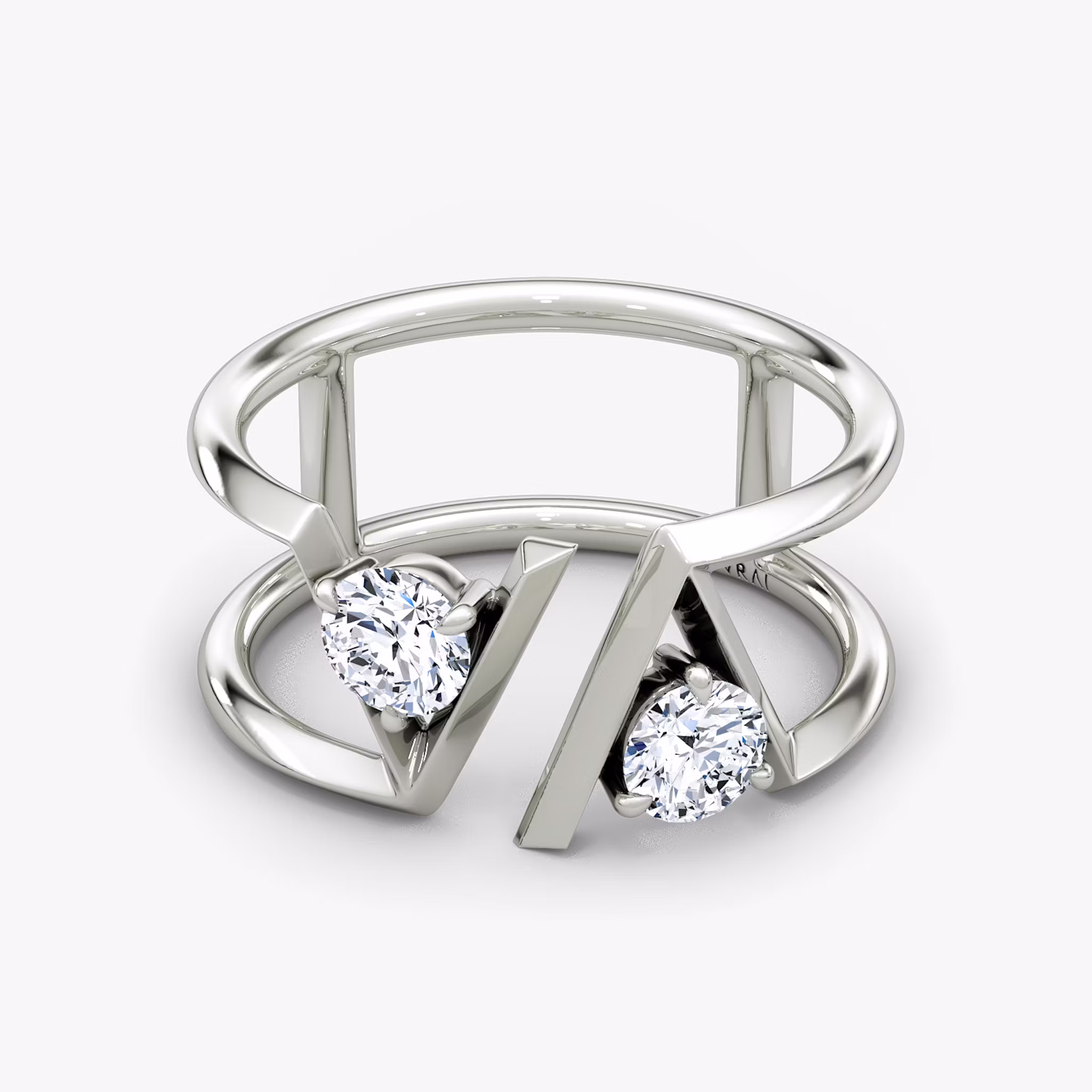 VRAI V Double Row Band Round Brilliant | White Gold