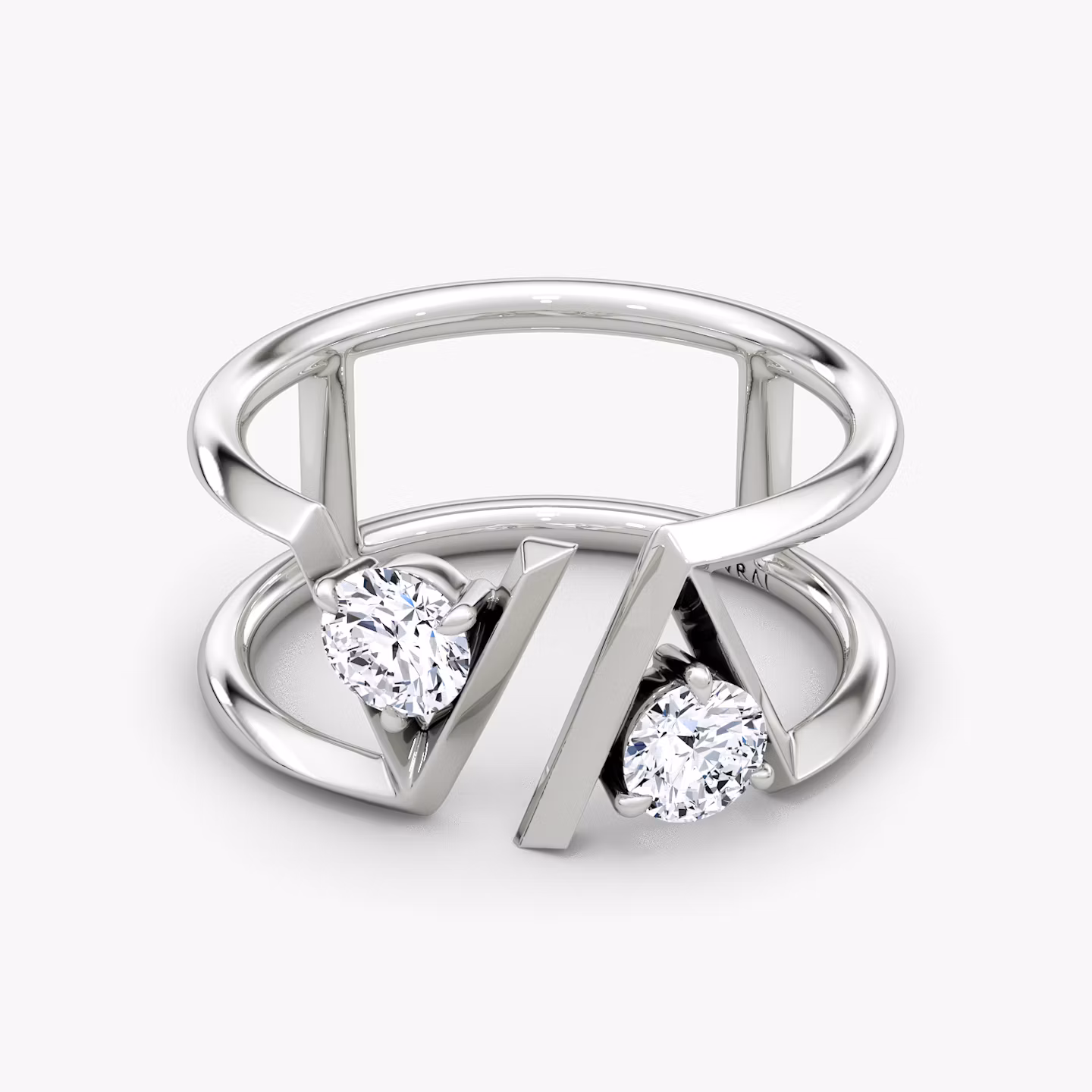 VRAI V Double Row Ring | Rund | 14k | Weißgold | bandAccent: Ohne Pavé-Besatz | diamondSize: original