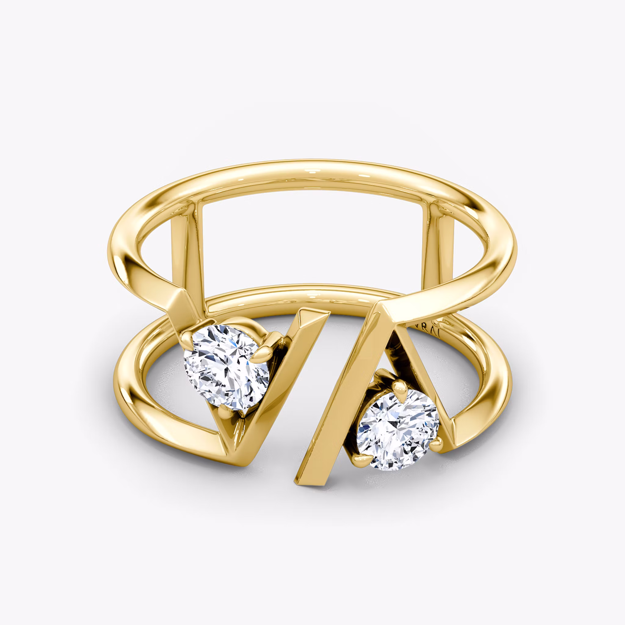 VRAI V Double Row Band Round Brilliant | Yellow Gold