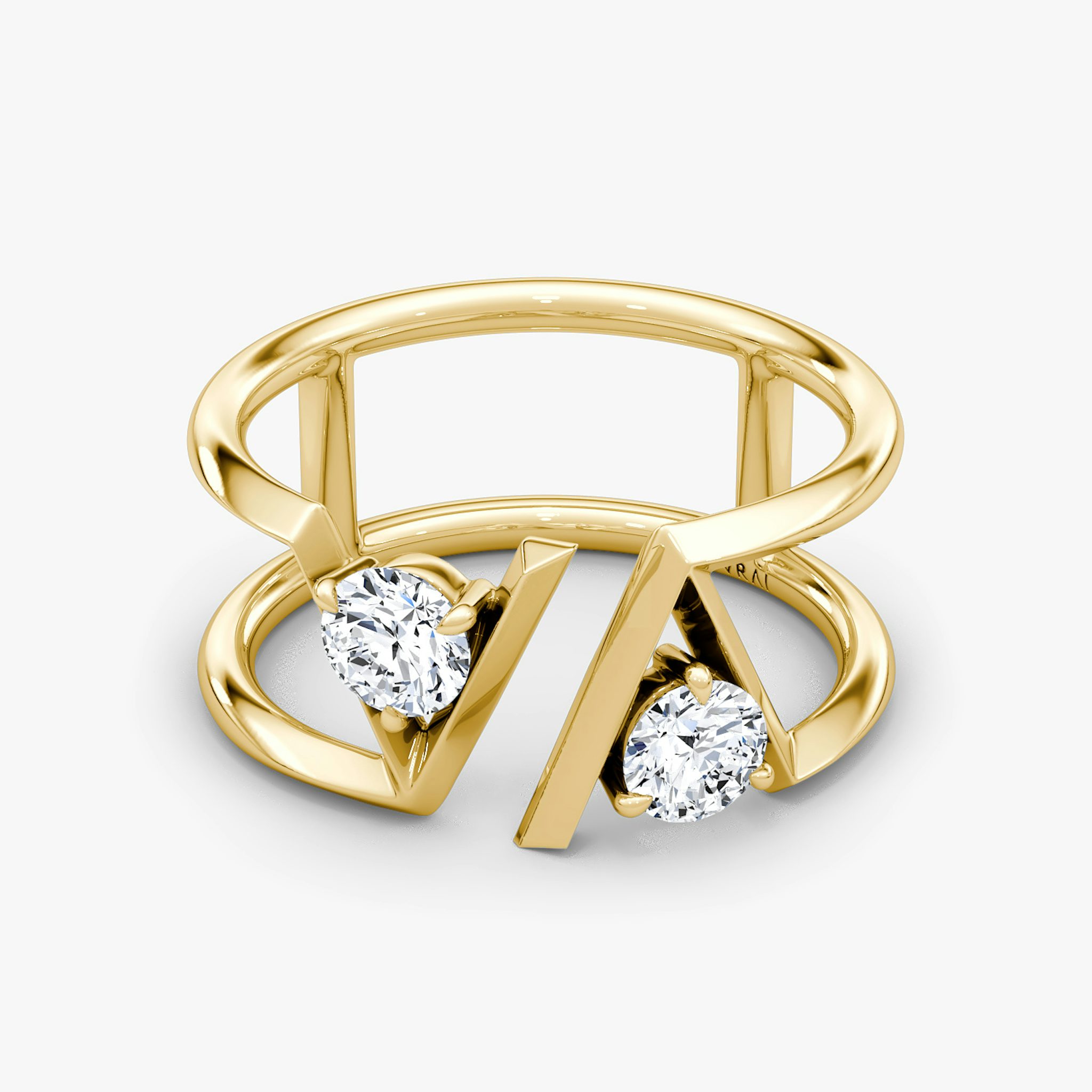 VRAI V Double Row Band | Round Brilliant | 14k | Yellow Gold | bandAccent: Plain | diamondSize: original