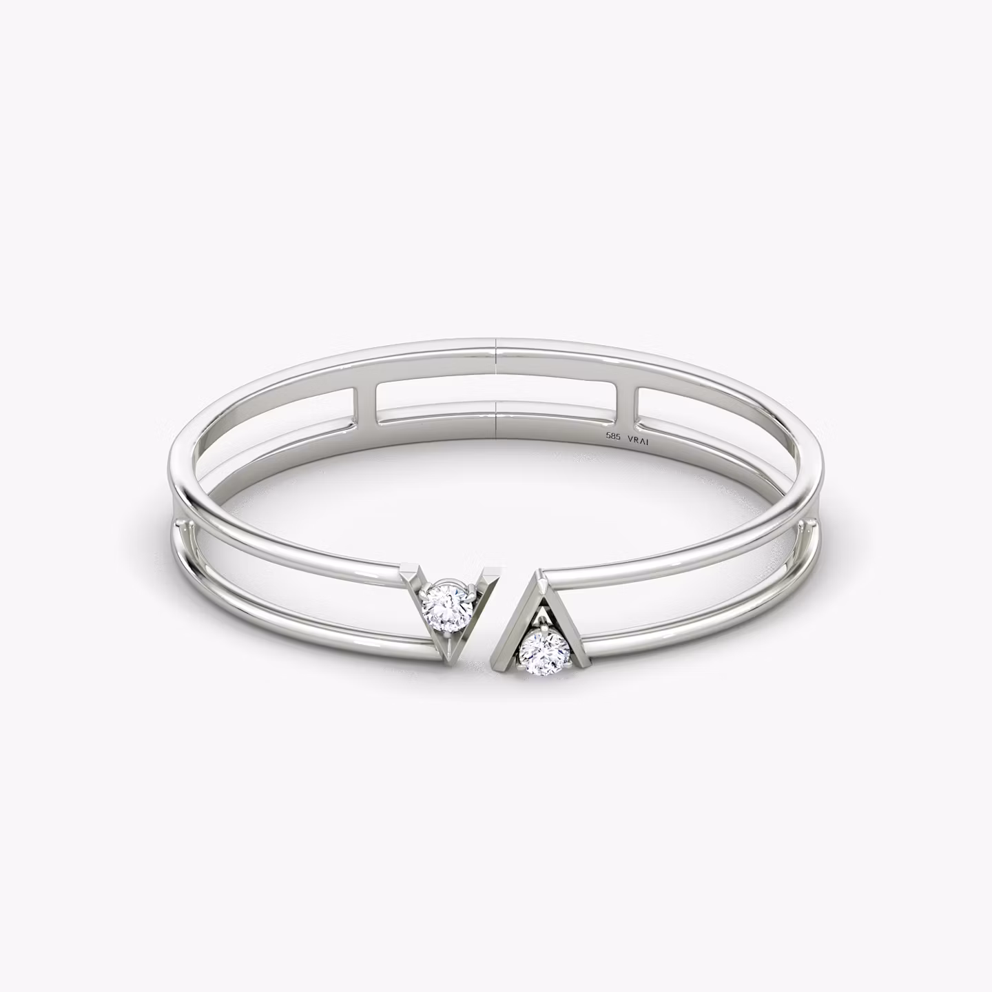 VRAI V Double Row Bangle Round Brilliant | White Gold