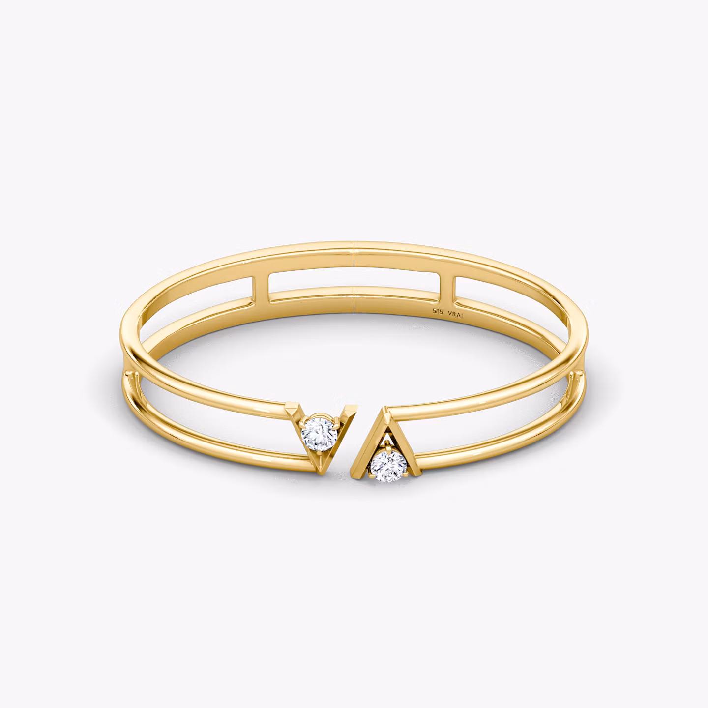 VRAI V Double Row Bangle Round Brilliant | Yellow Gold