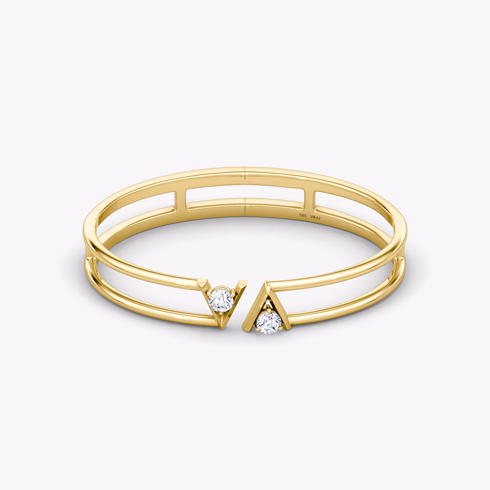 VRAI V Double Row Bangle Round Brilliant | Yellow Gold