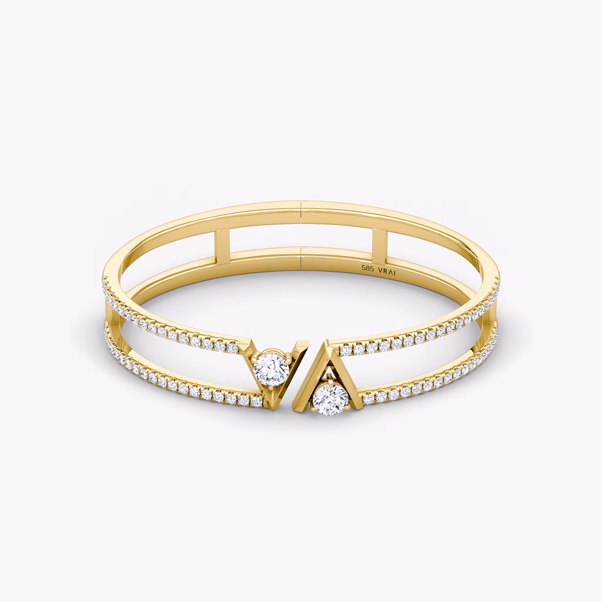 VRAI V Double Row Bangle Round Brilliant | Yellow Gold