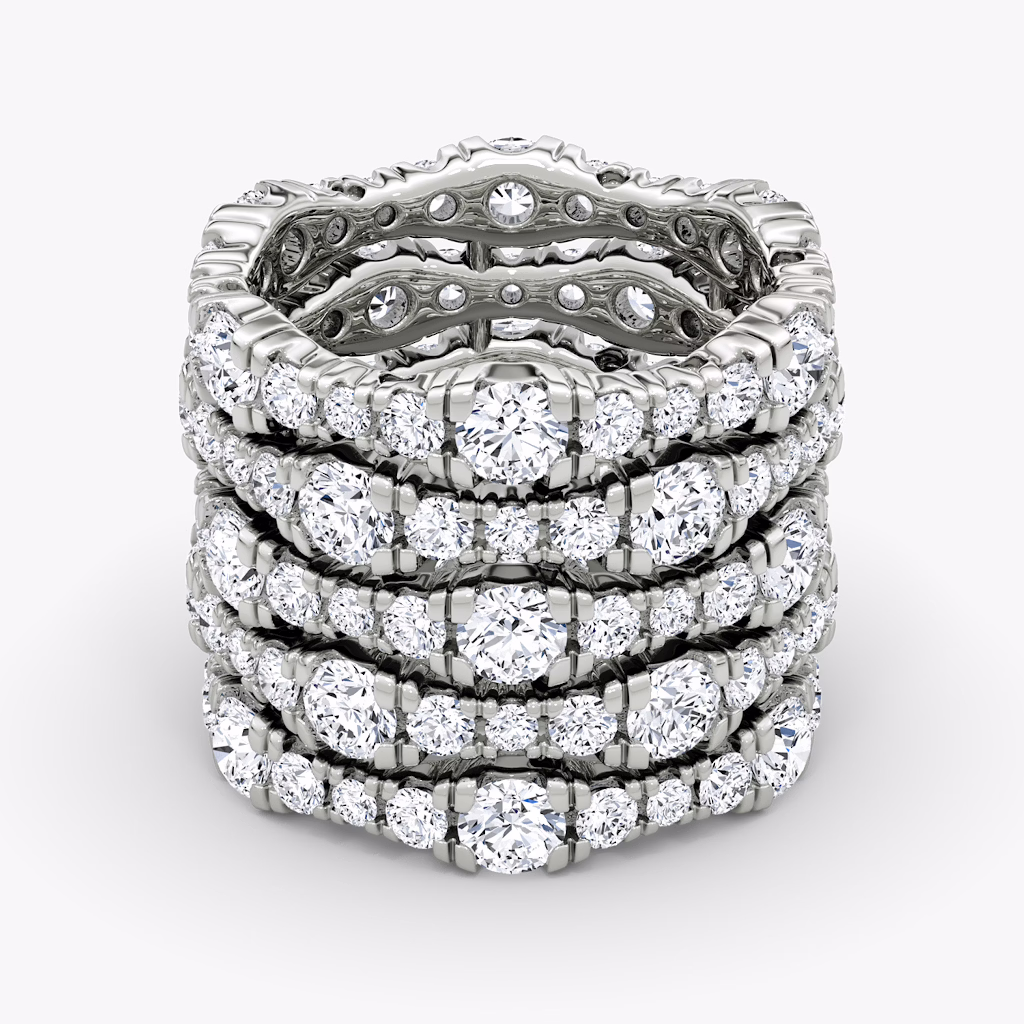 Multi Row Pavé Ring | Round Brilliant | 14k | White Gold | diamondCount: 5