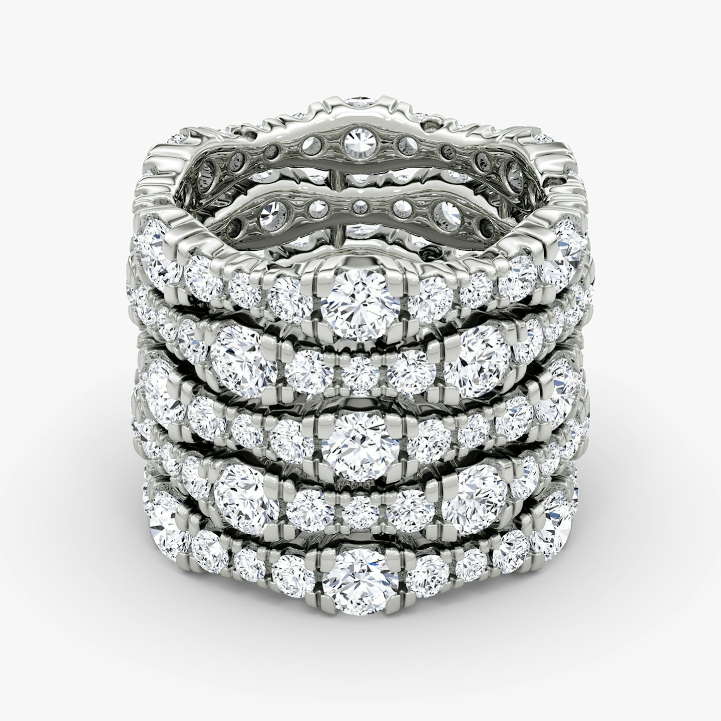 Multi Row Pavé Ring | Round Brilliant | 14k | White Gold | diamondCount: 5