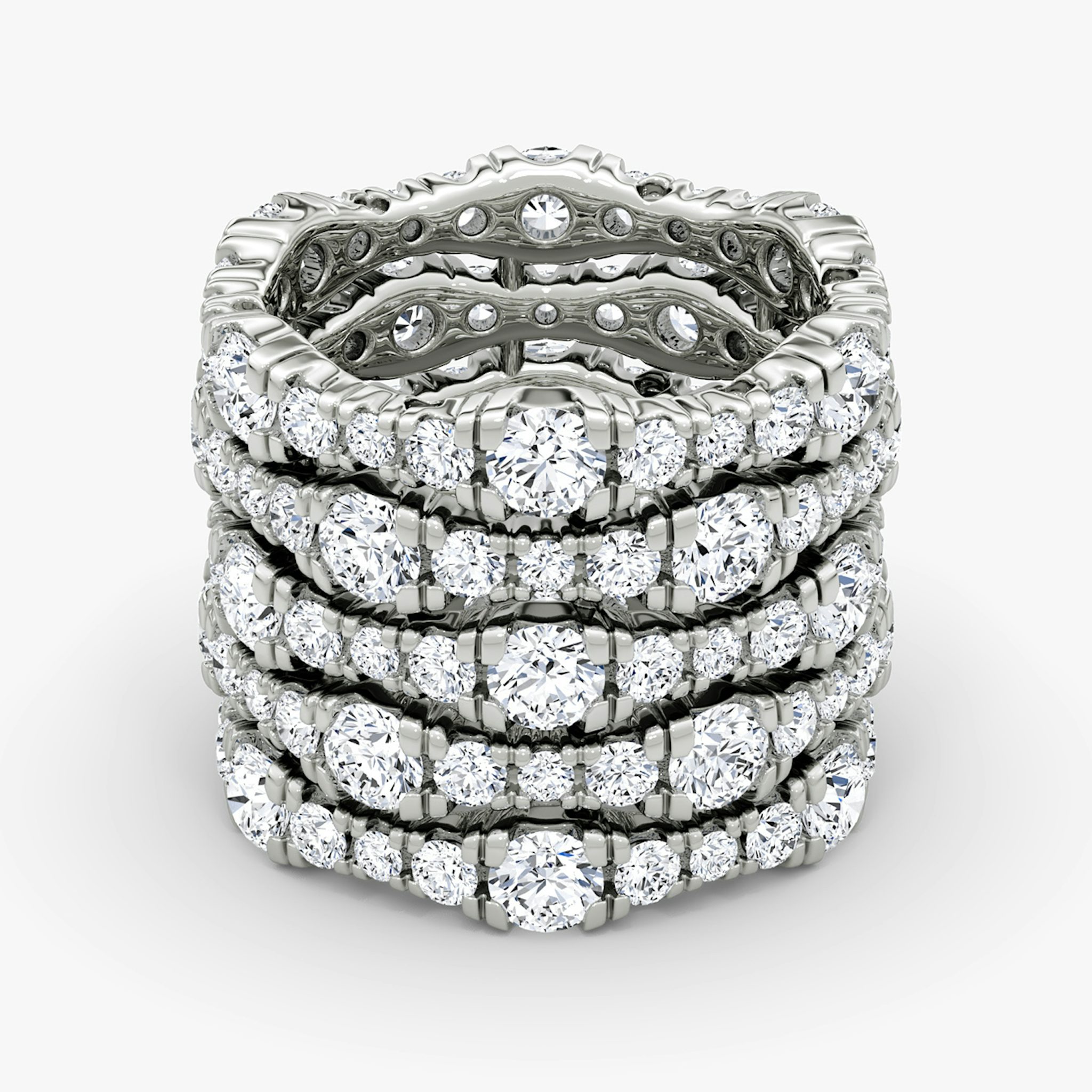Multi Row Pavé Ring | Round Brilliant | 14k | White Gold | diamondCount: 5
