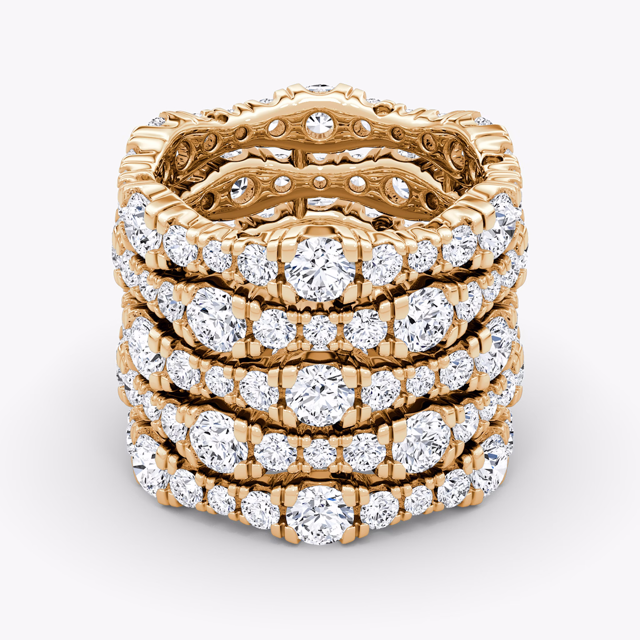 Multi Row Pavé Ring | Round Brilliant | 14k | Rose Gold | diamondCount: 5