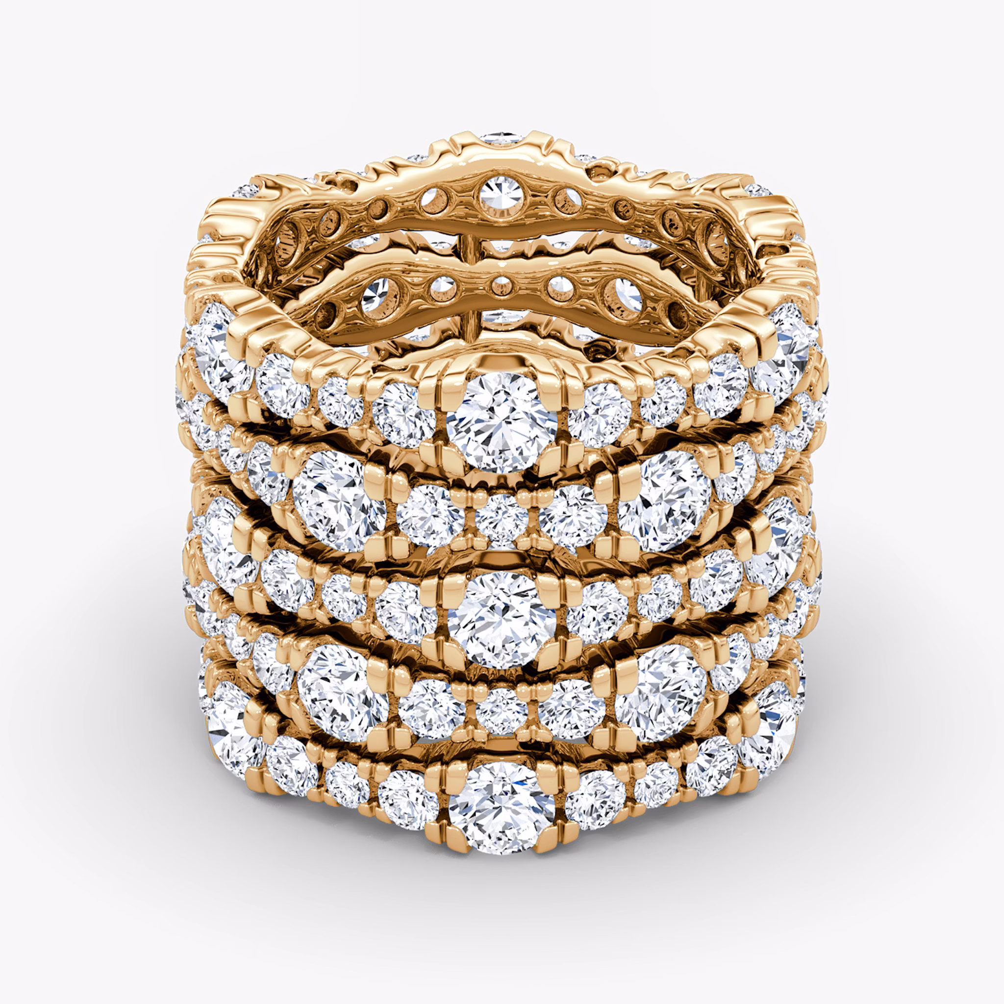 Multi Row Pavé Ring Round Brilliant | Rose Gold