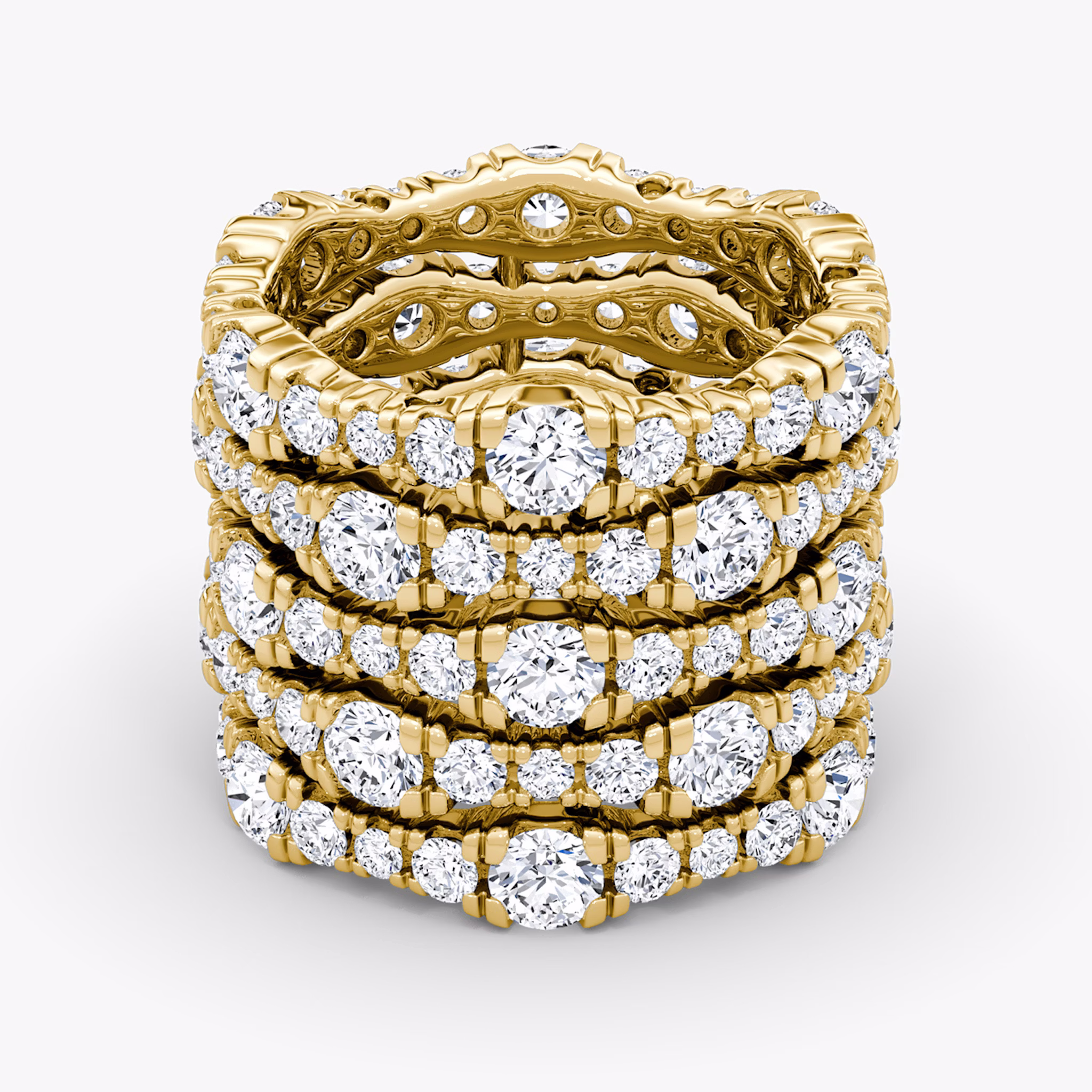 Multi Row Pavé Ring | Round Brilliant | 14k | Yellow Gold | diamondCount: 5