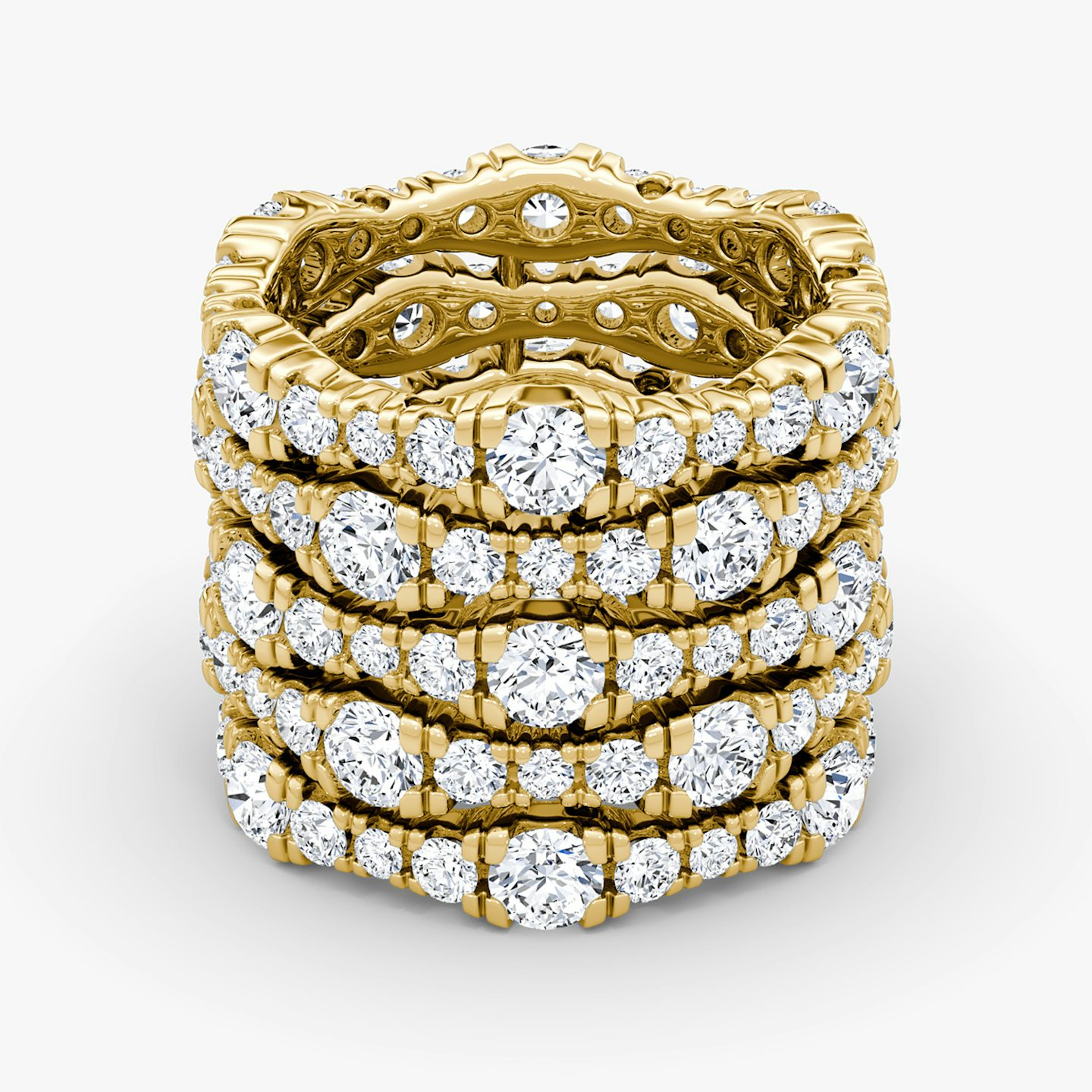 Multi Row Pavé Ring | Round Brilliant | 14k | Yellow Gold | diamondCount: 5