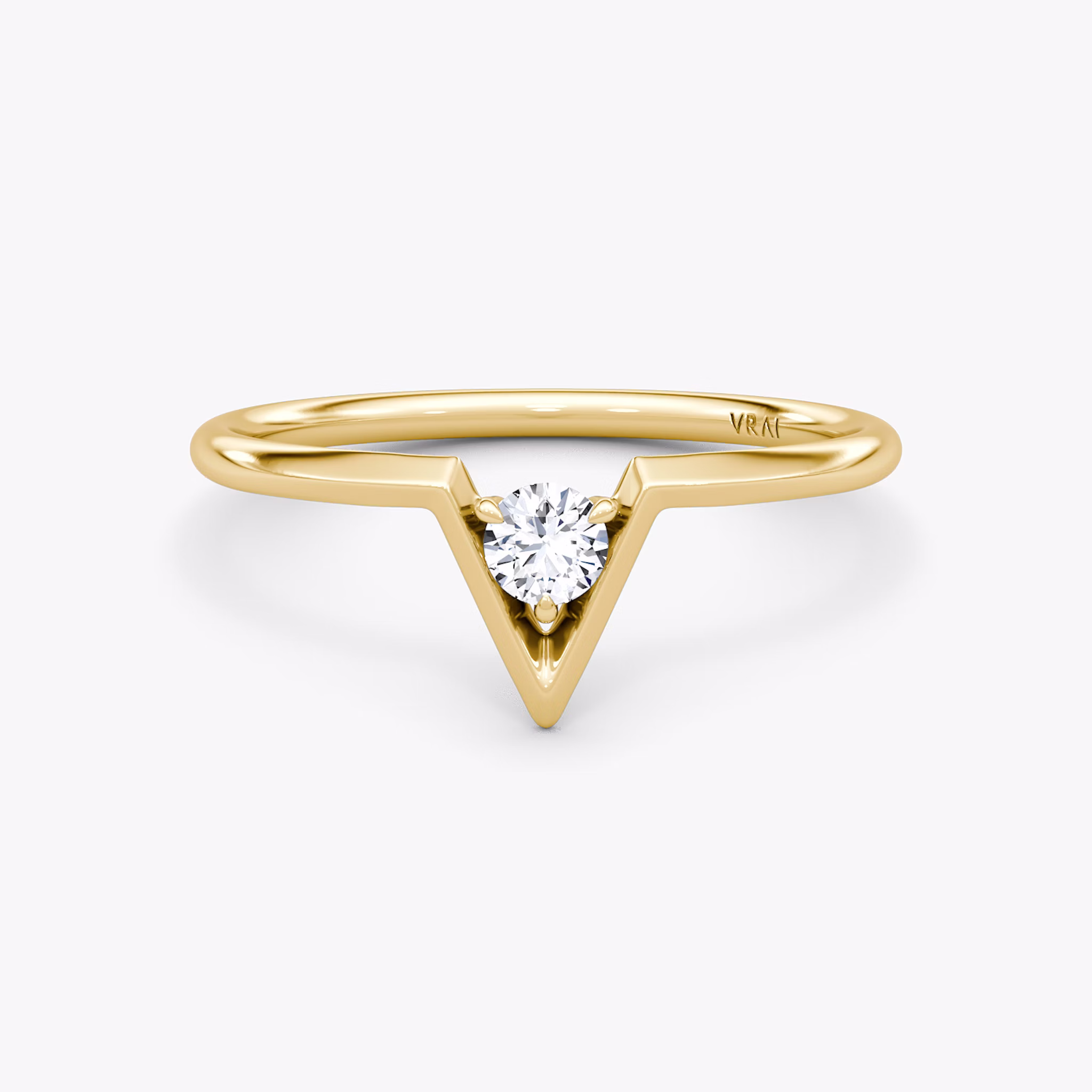 VRAI V Solitaire Ring | Round Brilliant | 14k | Yellow Gold | caratWeight: 0.10ct