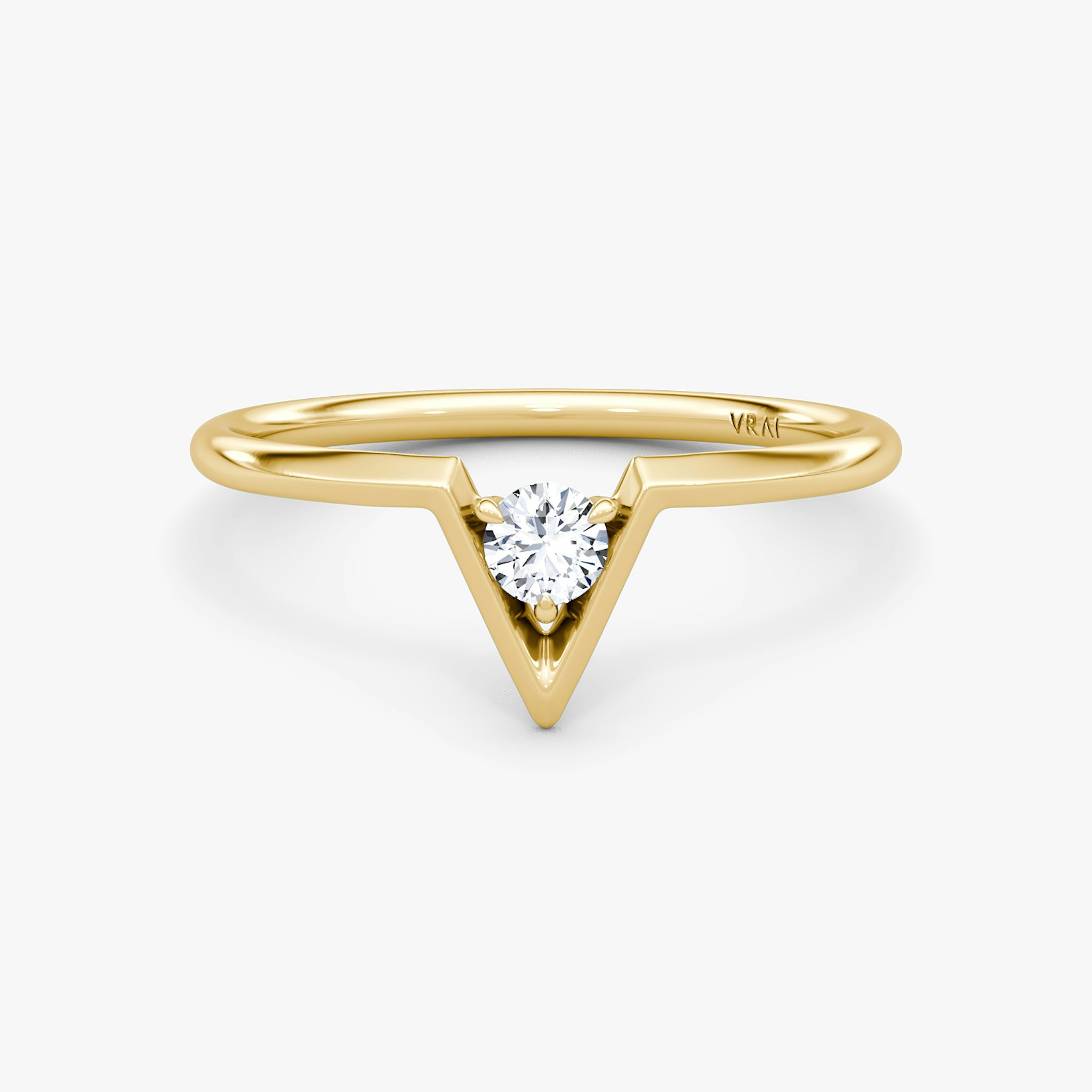 VRAI V Solitaire Ring | Round Brilliant | 14k | Yellow Gold | caratWeight: 0.10ct