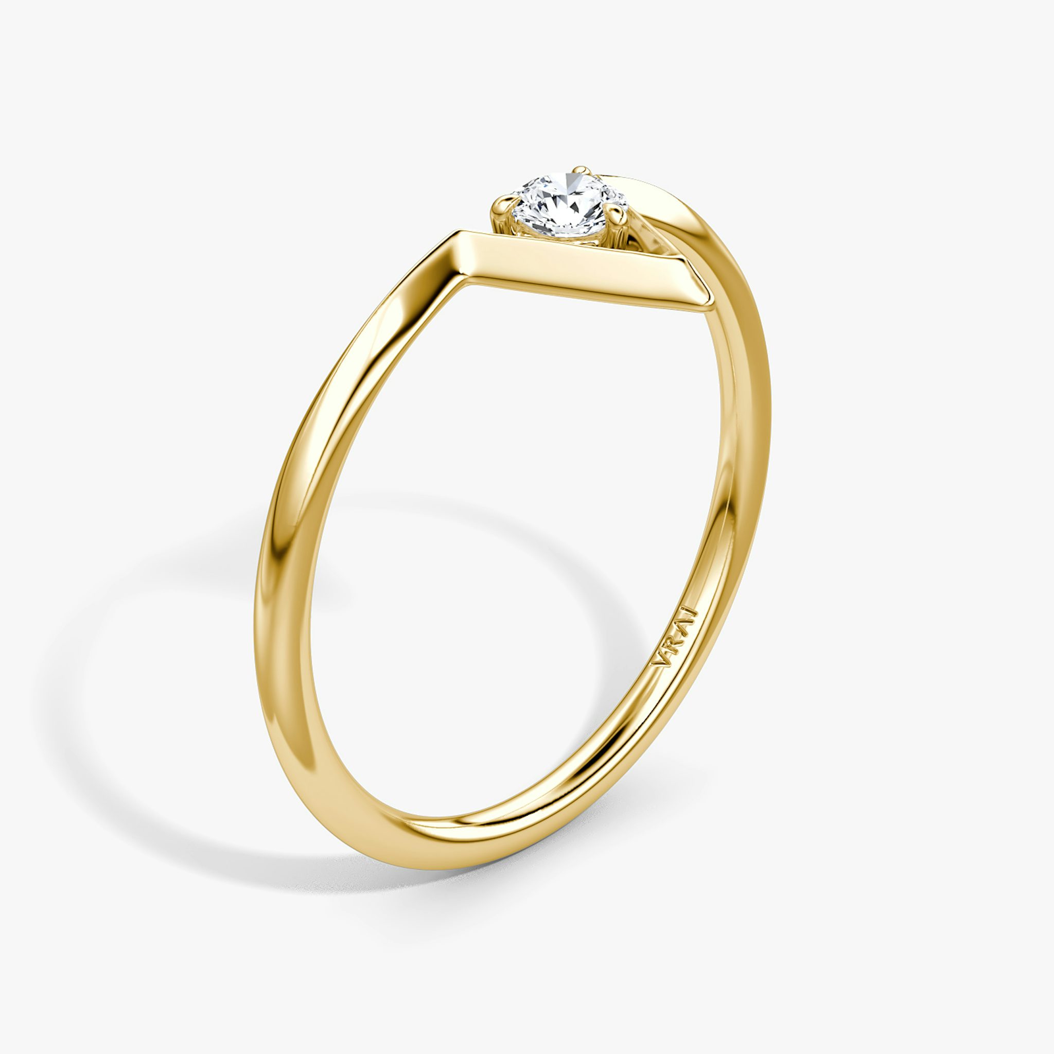VRAI V Solitaire Ring | Round Brilliant | 14k | Yellow Gold | caratWeight: 0.10ct