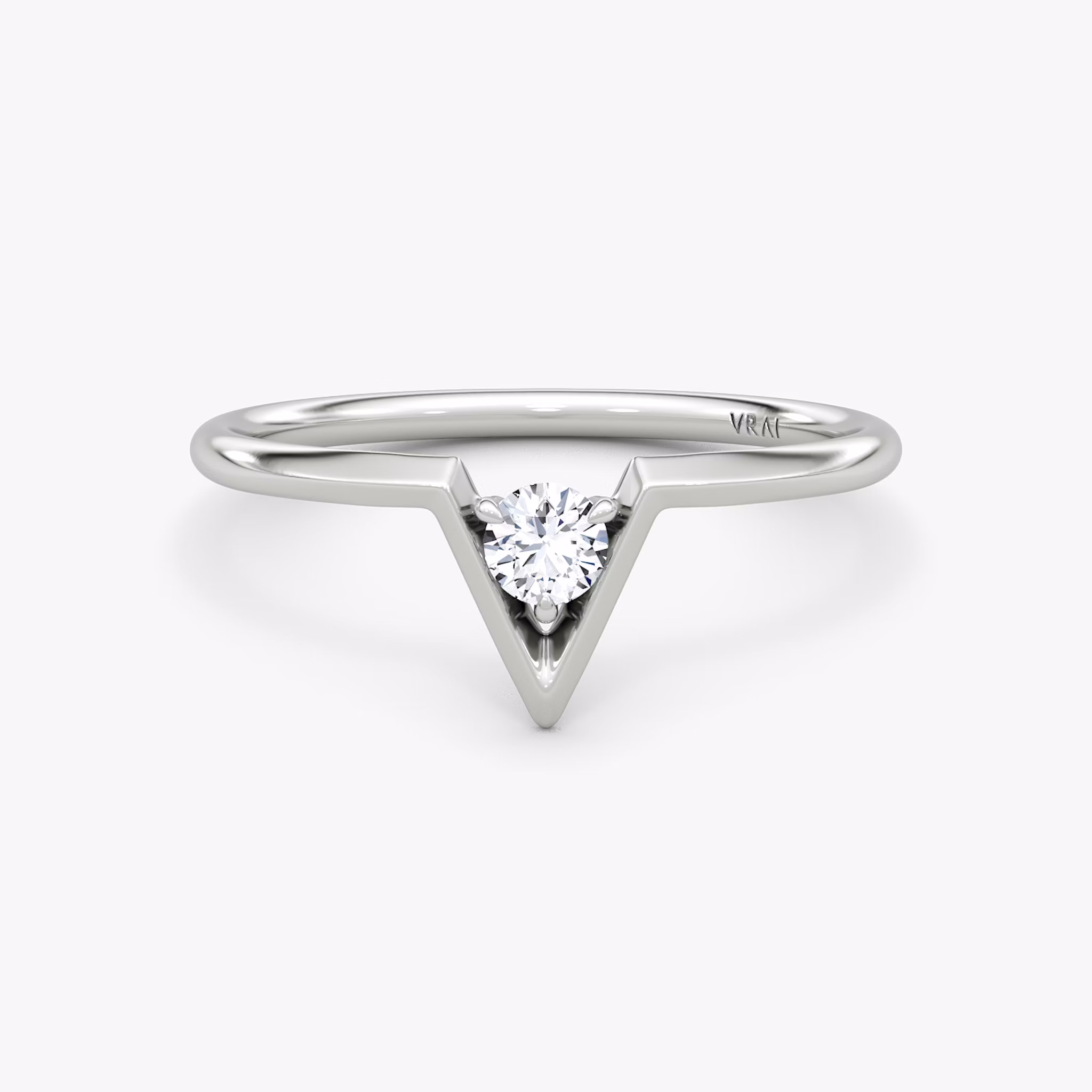 VRAI V Solitaire Ring | Round Brilliant | Sterling Silver | caratWeight: 0.10ct