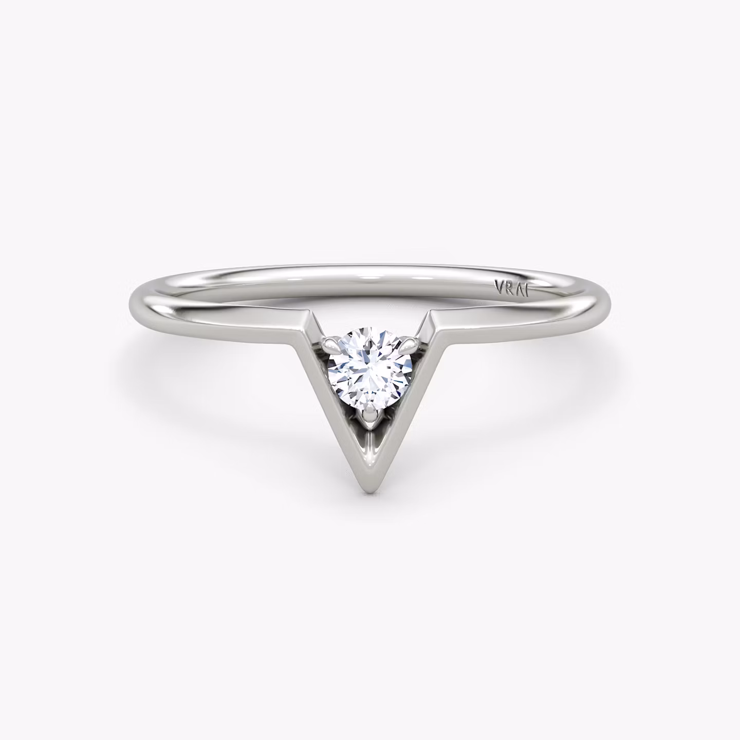 VRAI V Solitaire Ring Round Brilliant | Sterling Silver