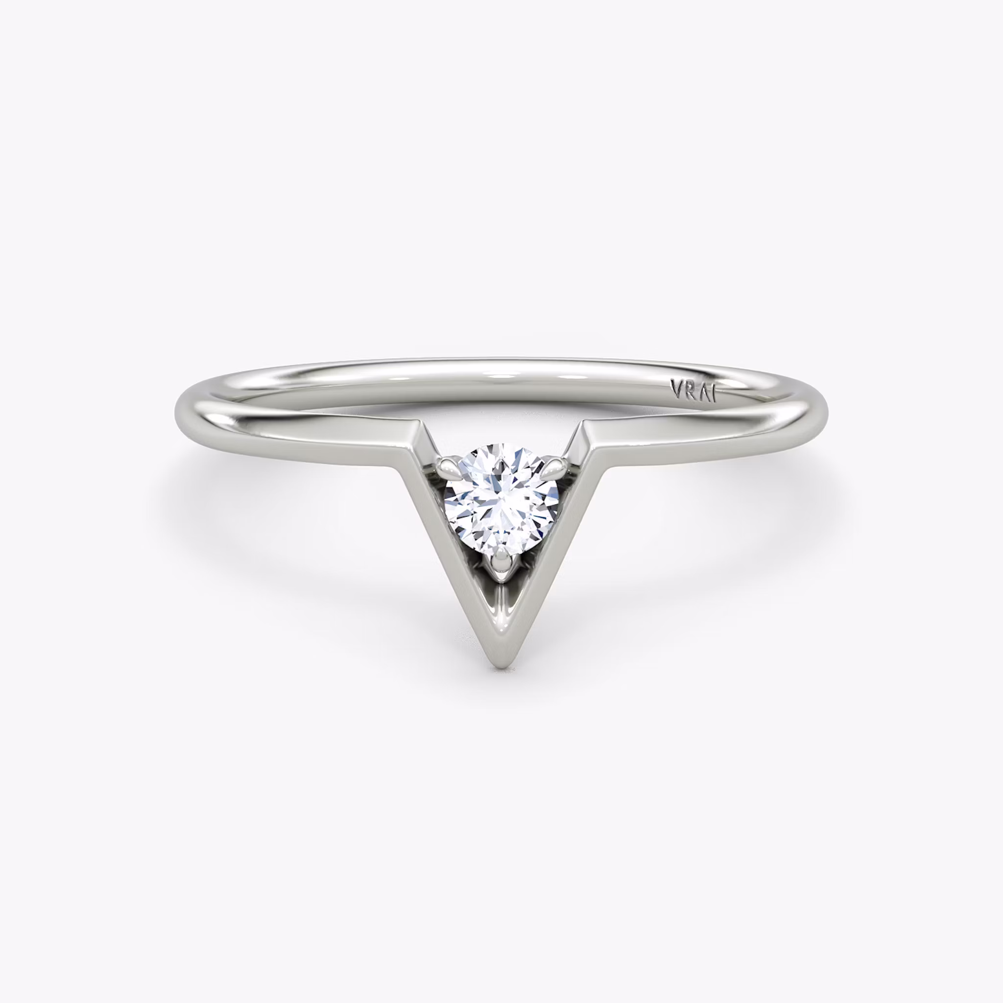 VRAI V Solitaire Ring Round Brilliant | Sterling Silver