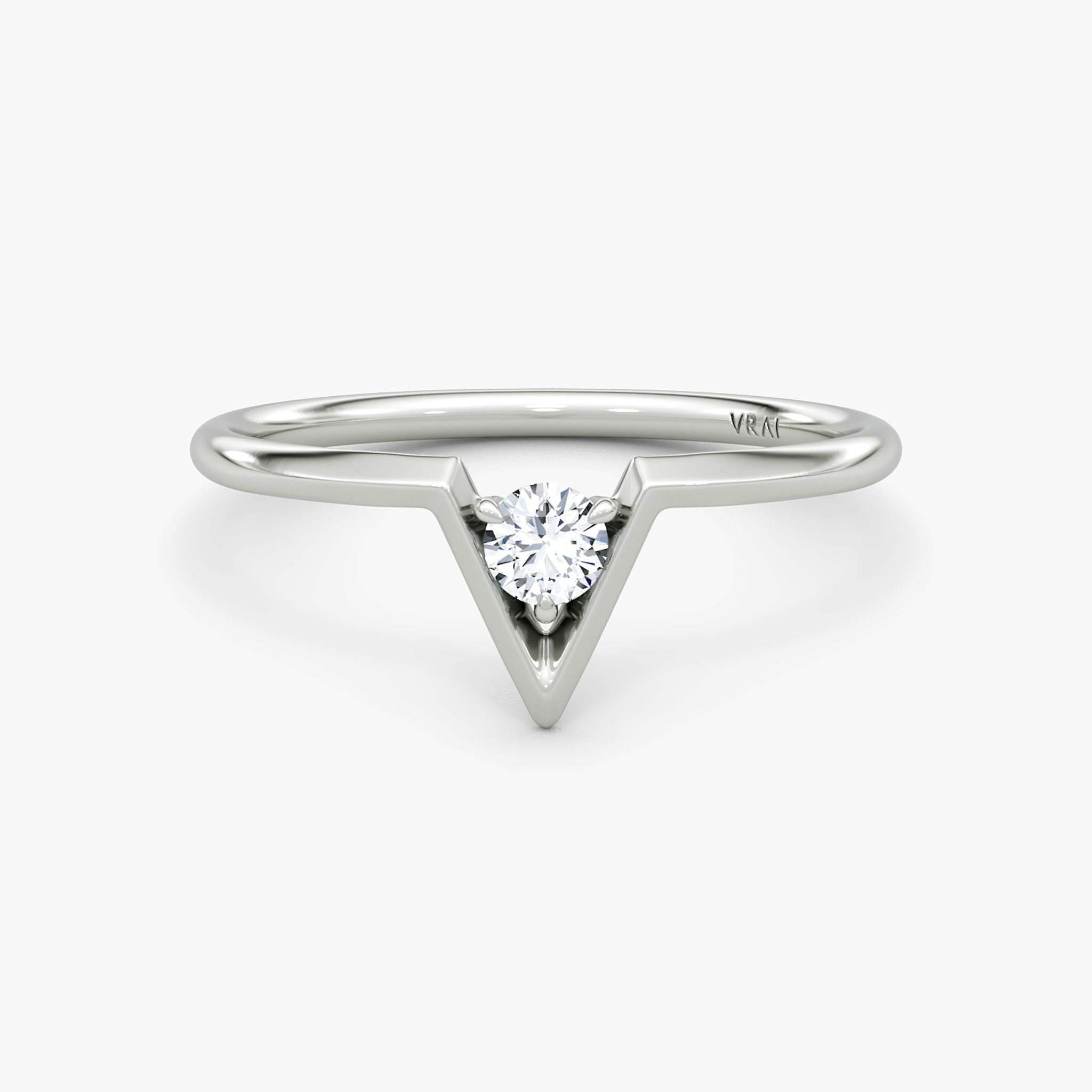 VRAI V Solitaire Ring | Round Brilliant | Sterling Silver | caratWeight: 0.10ct