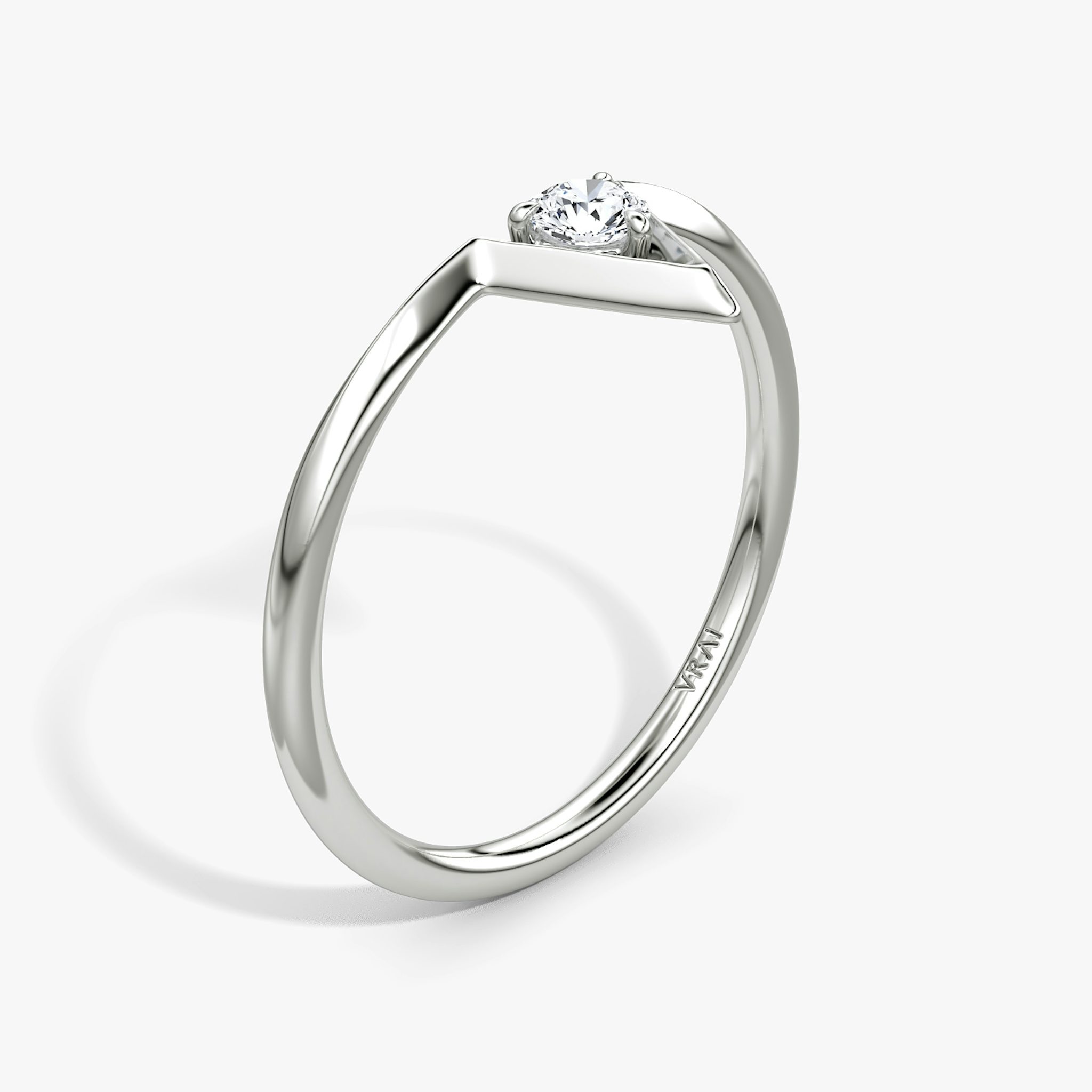 VRAI V Solitaire Ring | Round Brilliant | Sterling Silver | caratWeight: 0.10ct