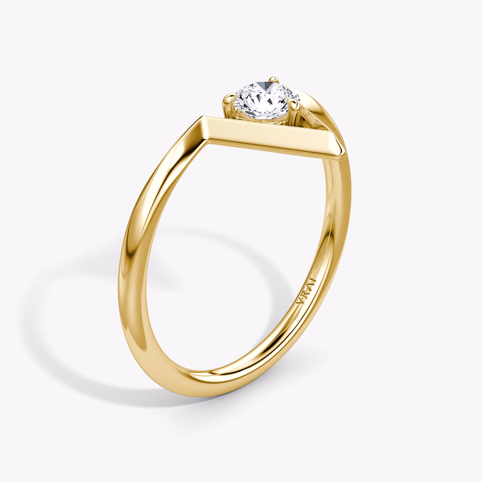 VRAI V Solitaire Ring | Round Brilliant | 14k | Yellow Gold | caratWeight: 0.25ct