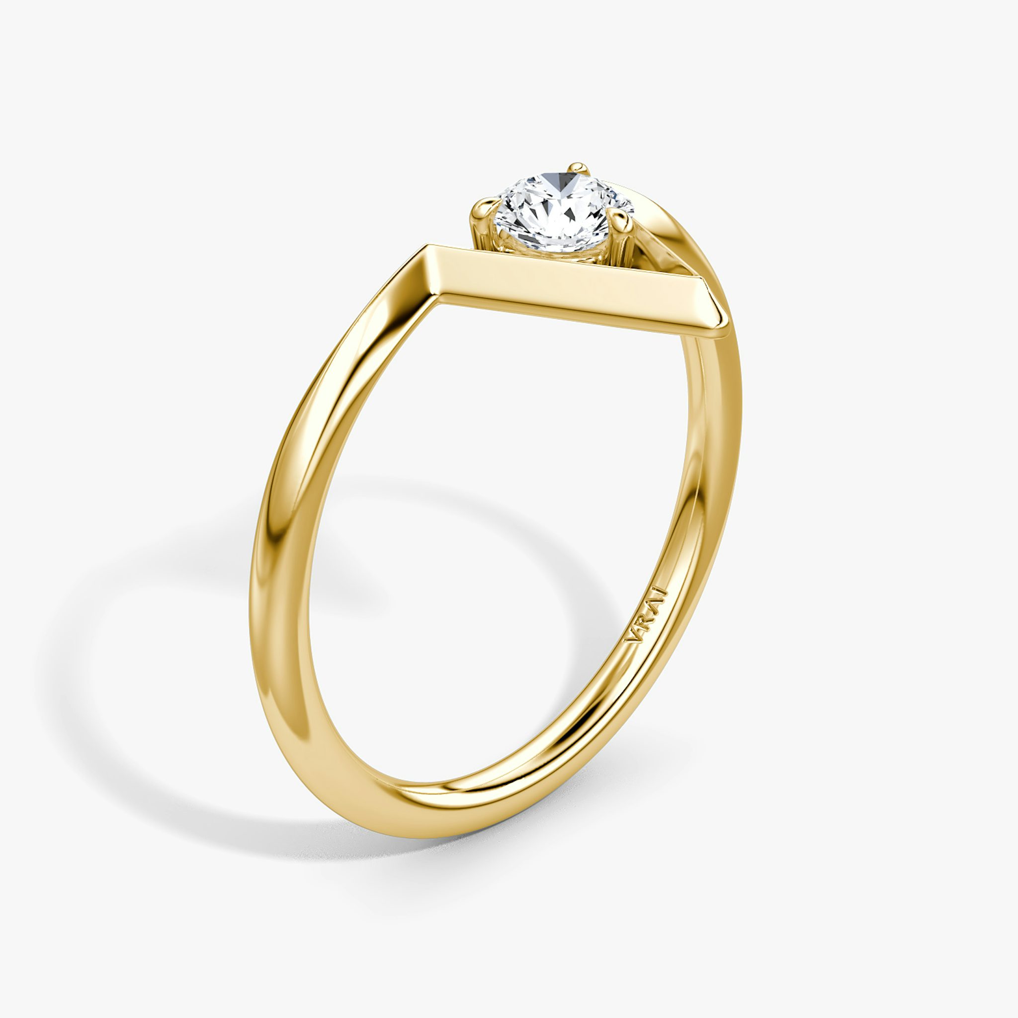 VRAI V Solitaire Ring | Round Brilliant | 14k | Yellow Gold | caratWeight: 0.25ct
