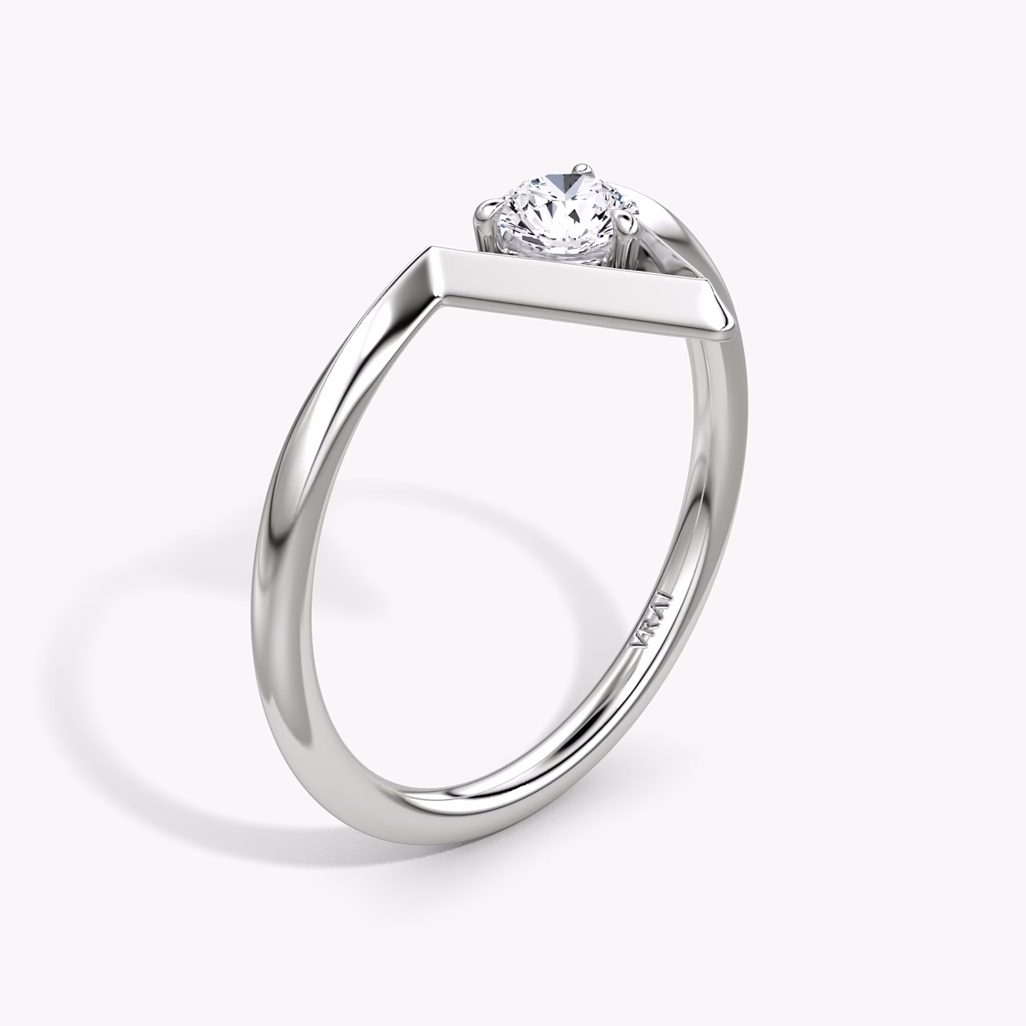 VRAI V Solitaire Ring | Round Brilliant | 14k | White Gold | caratWeight: 0.25ct