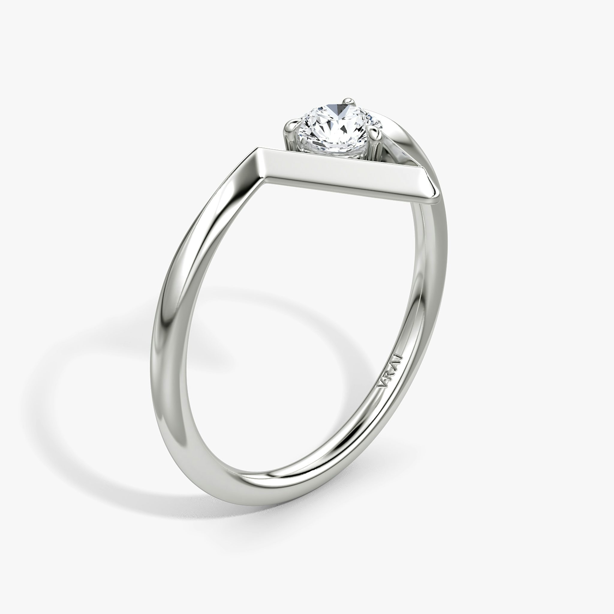 VRAI V Solitaire Ring | Round Brilliant | 14k | White Gold | caratWeight: 0.25ct