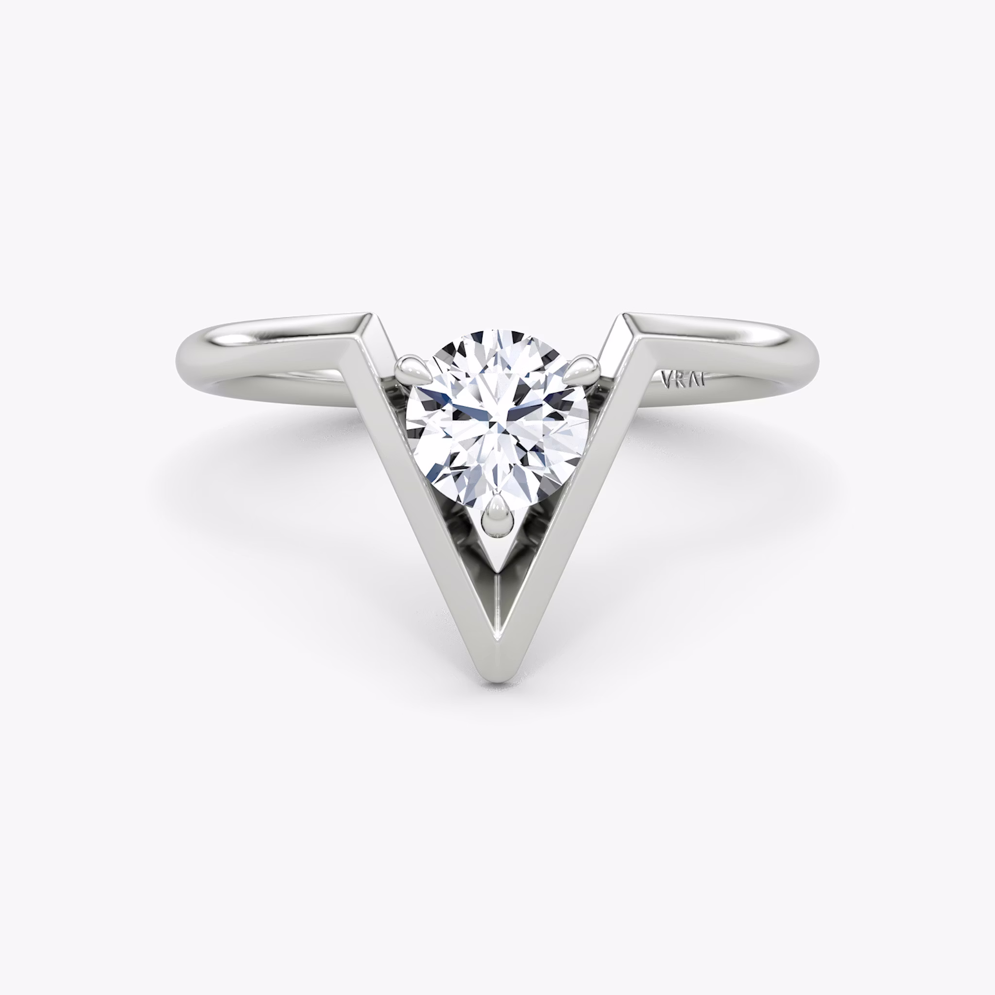 VRAI V Solitaire Ring | Round Brilliant | 14k | White Gold | caratWeight: 0.50ct